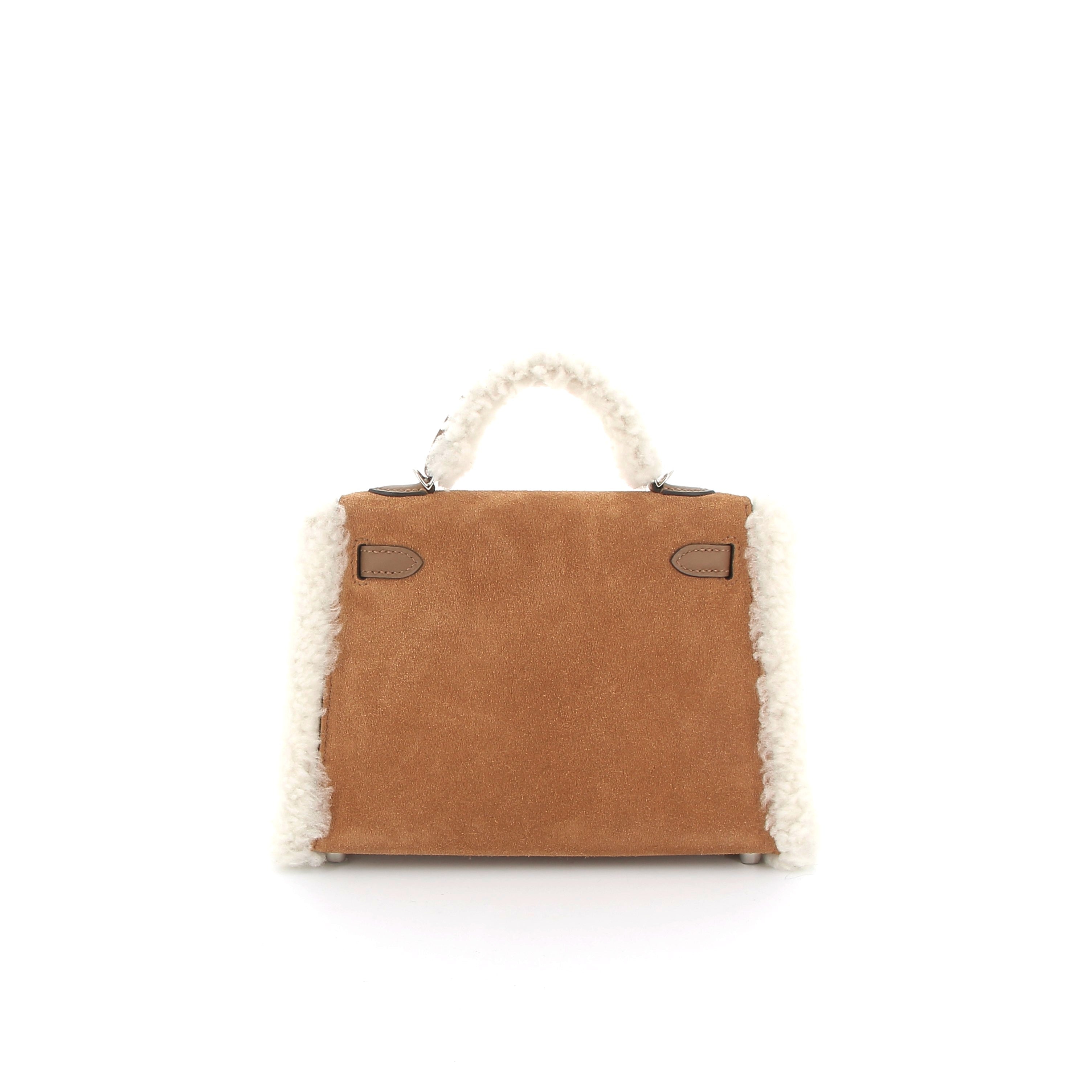 HERMES Kelly 20 Alézan Pluch Grizzly/Swift Finition Palladié