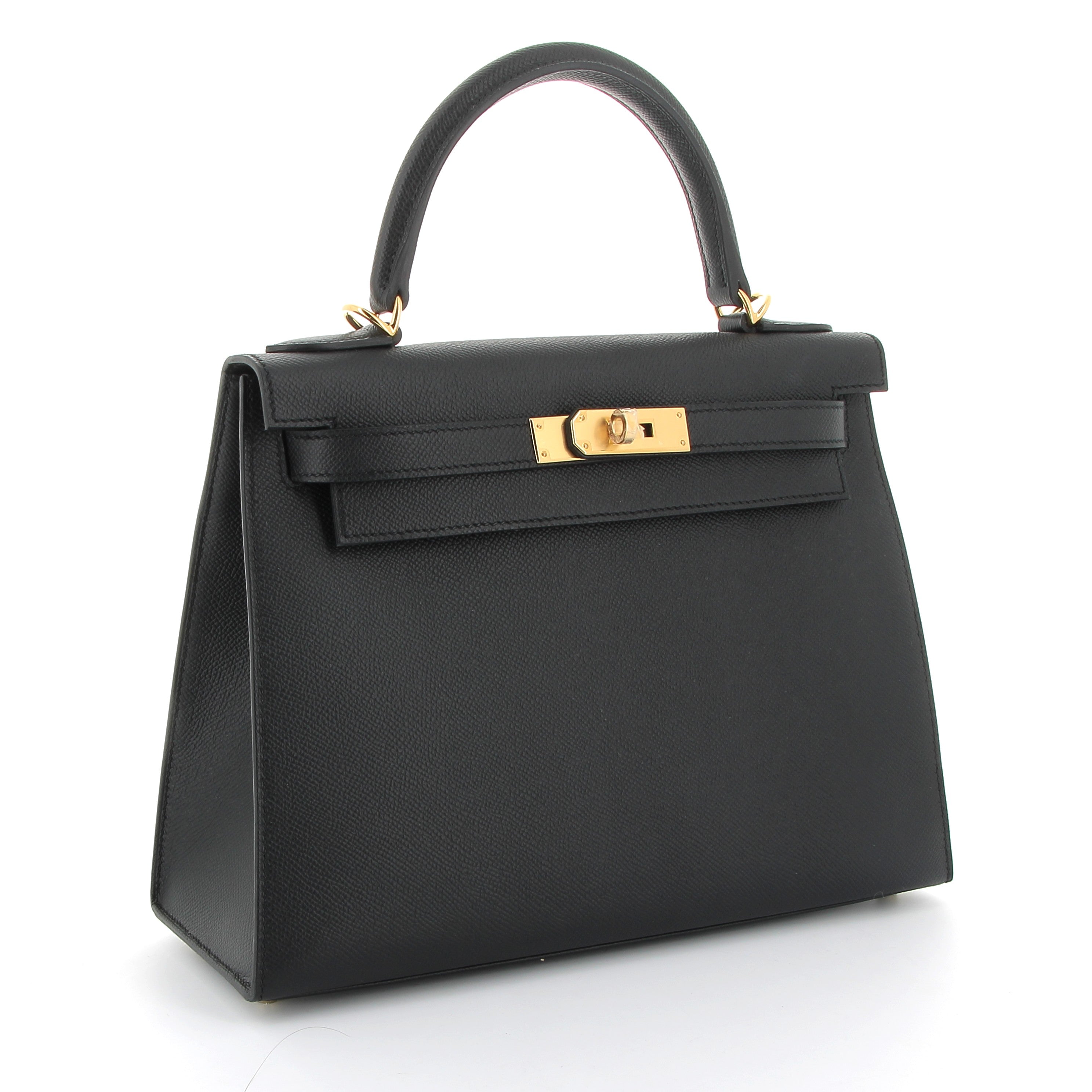 HERMES Kelly 28 Noir Epsom Finition Or jaune