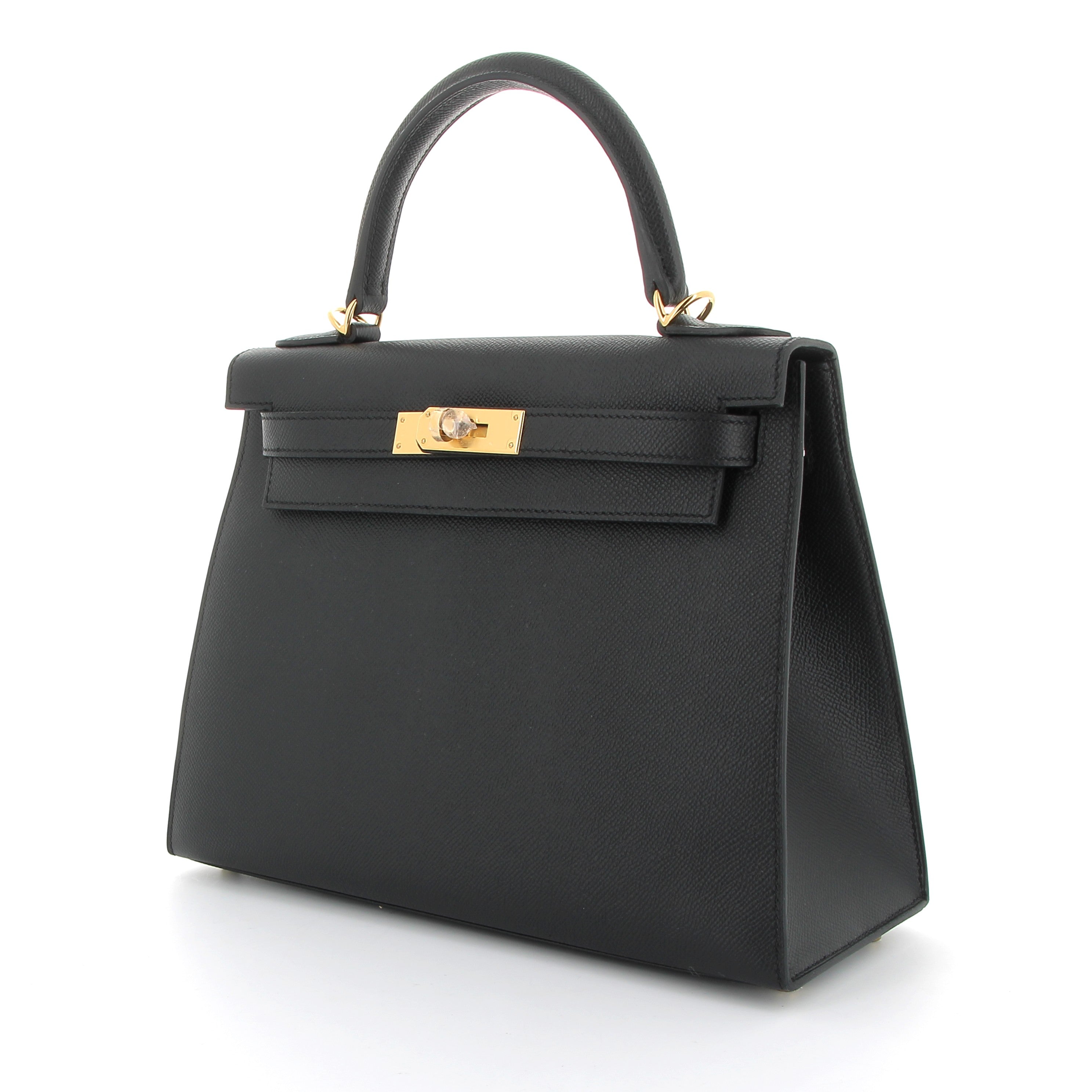 HERMES Kelly 28 Noir Epsom Finition Or jaune