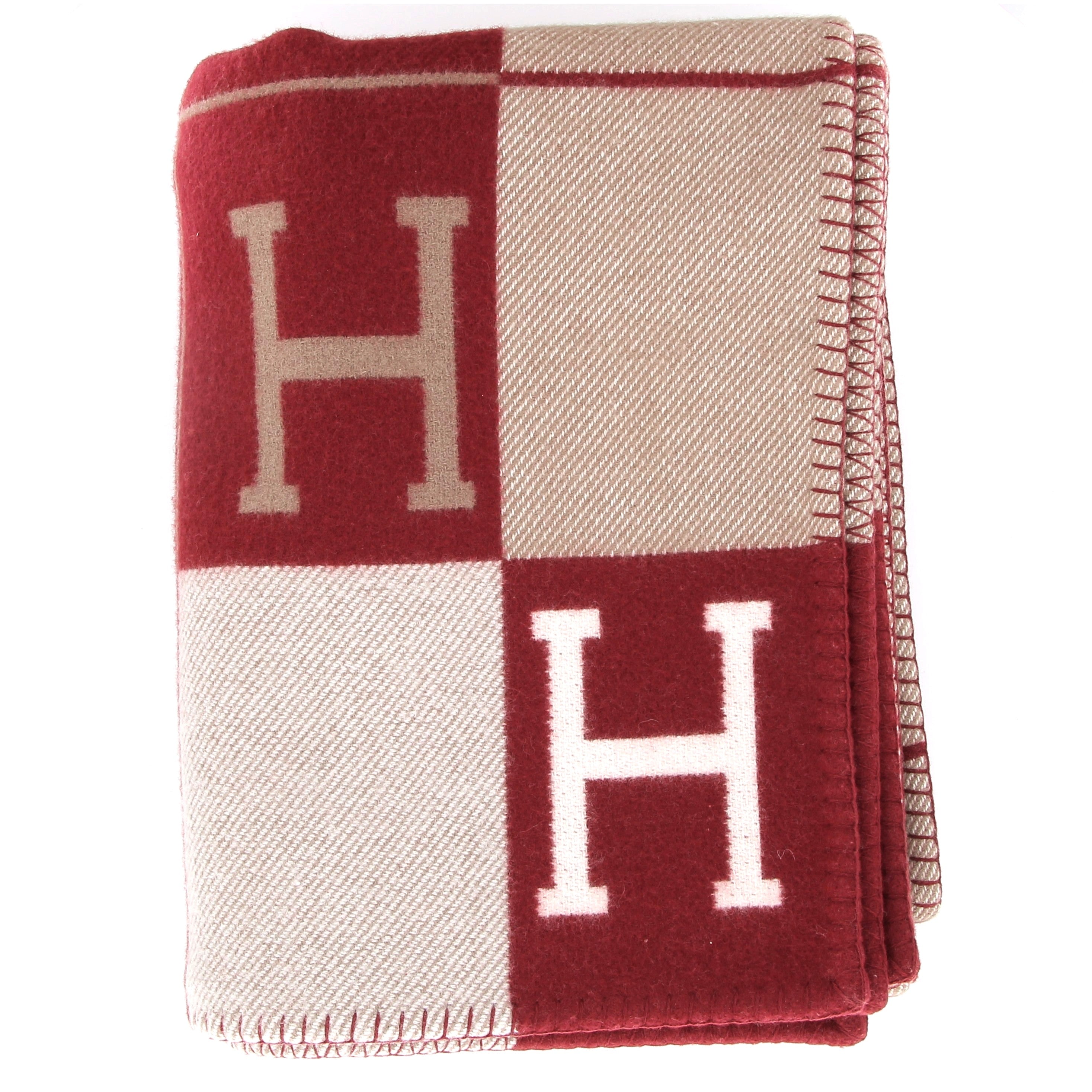 HERMES Avalon III Sofa Throw Ecru / Red H