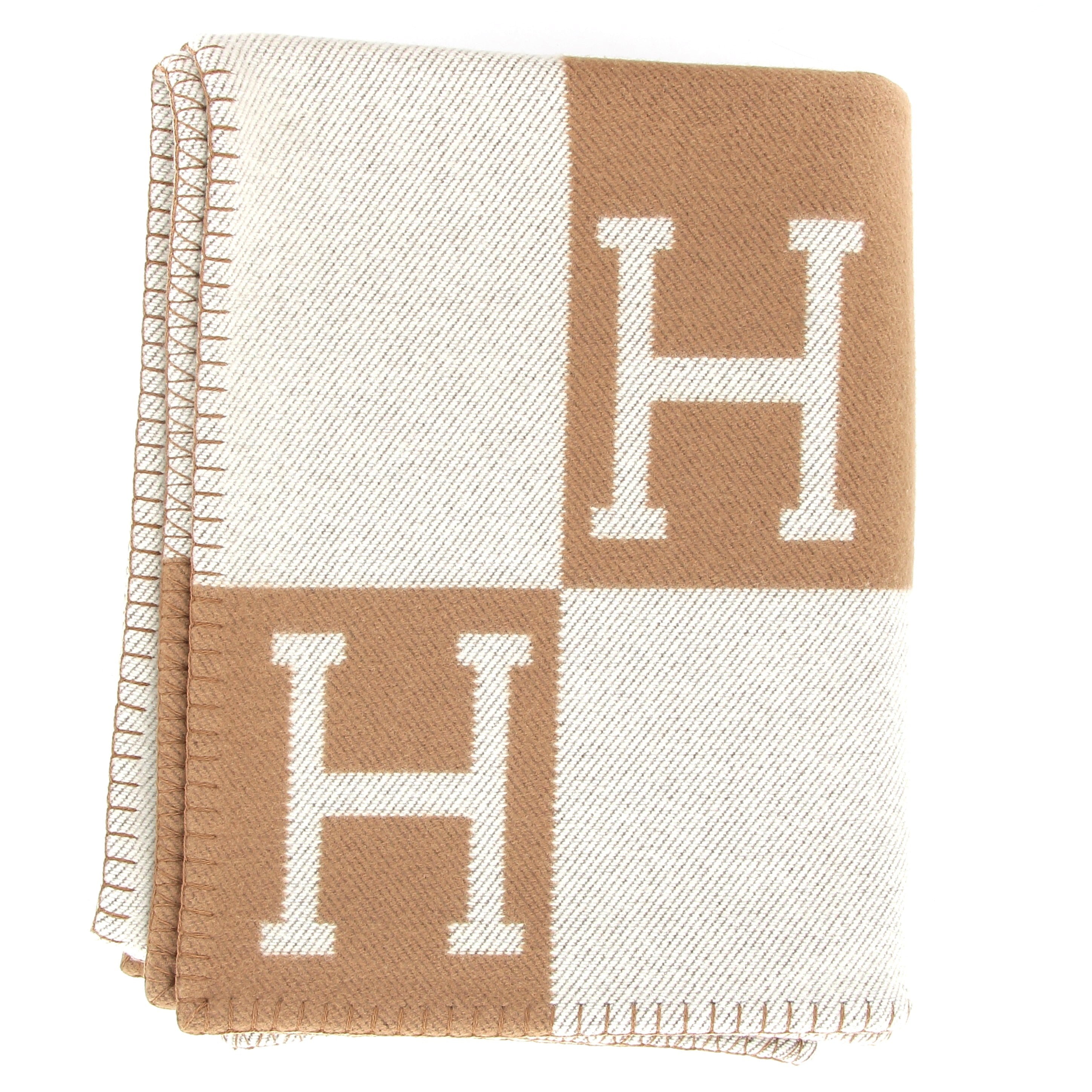HERMES Jeté de canapé Avalon Écru / Camel