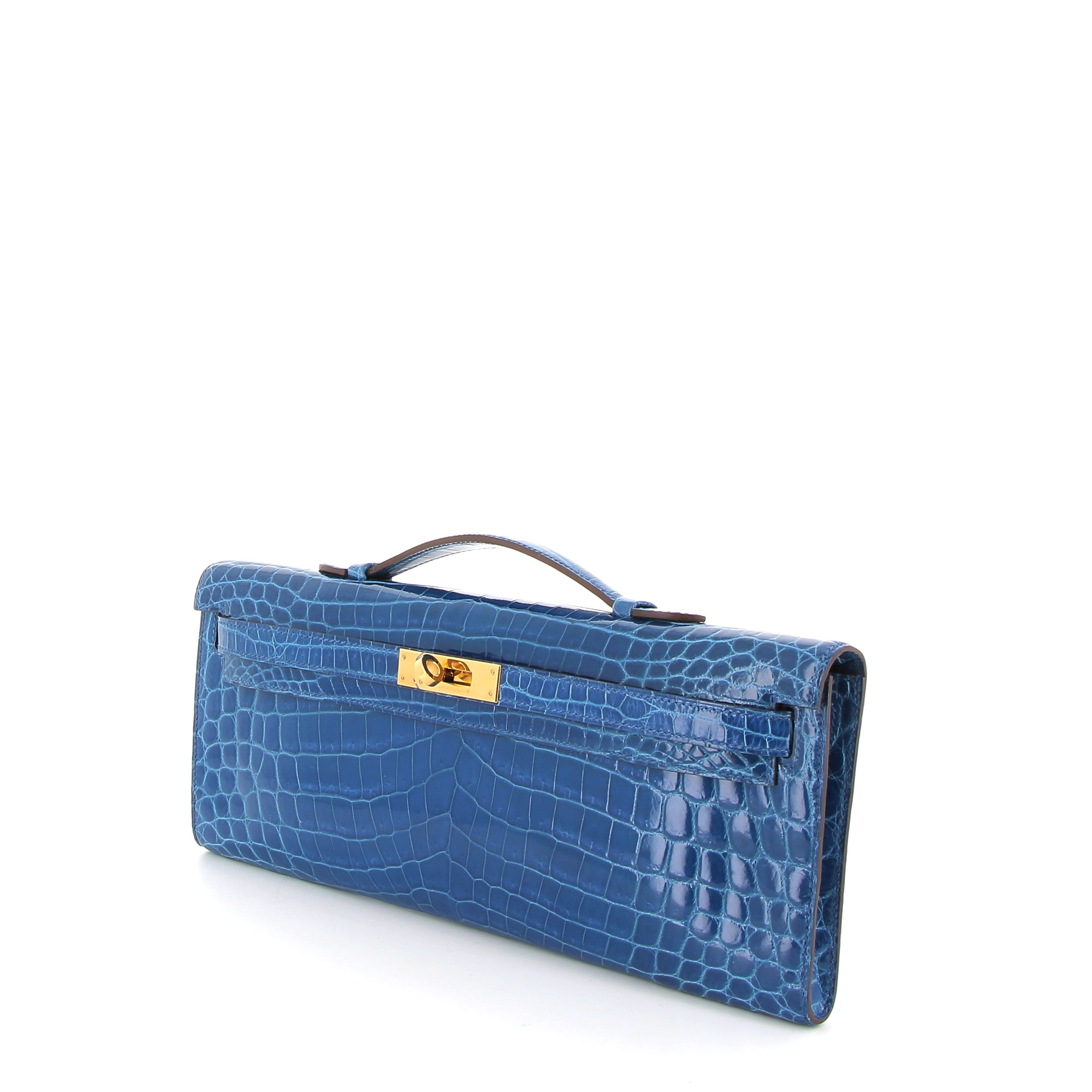 HERMES Kelly Cut Crocodile Niloticus Lisse Mykonos Finition Or Jaune