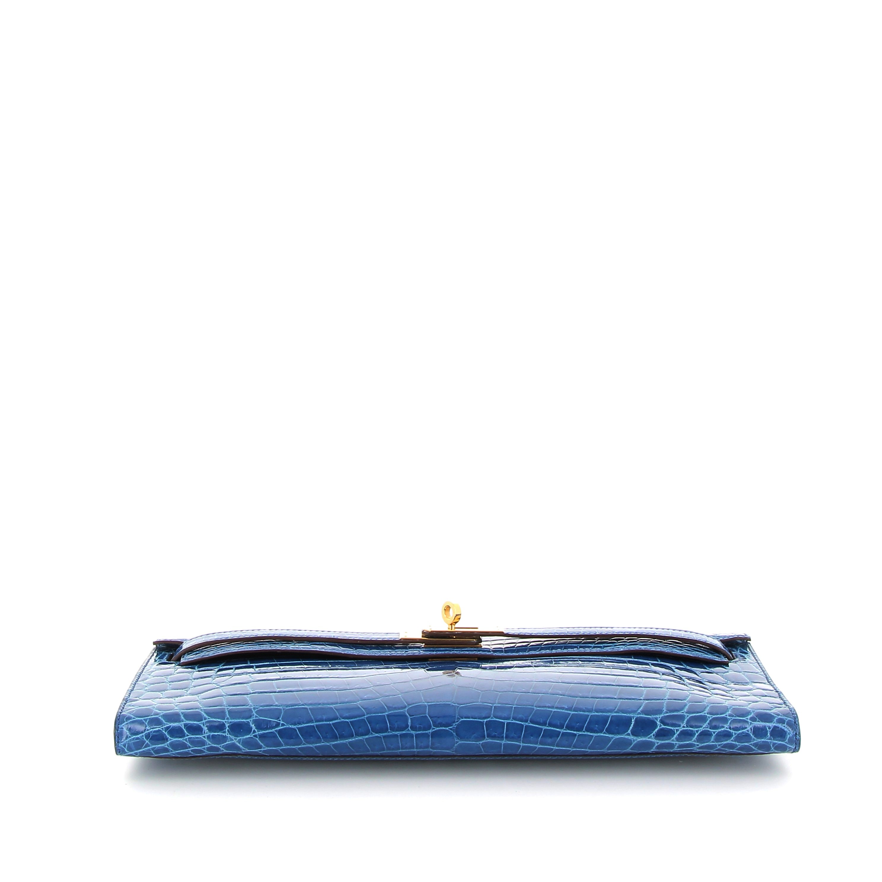 HERMES Kelly Cut Crocodile Niloticus Lisse Mykonos Finition Or Jaune