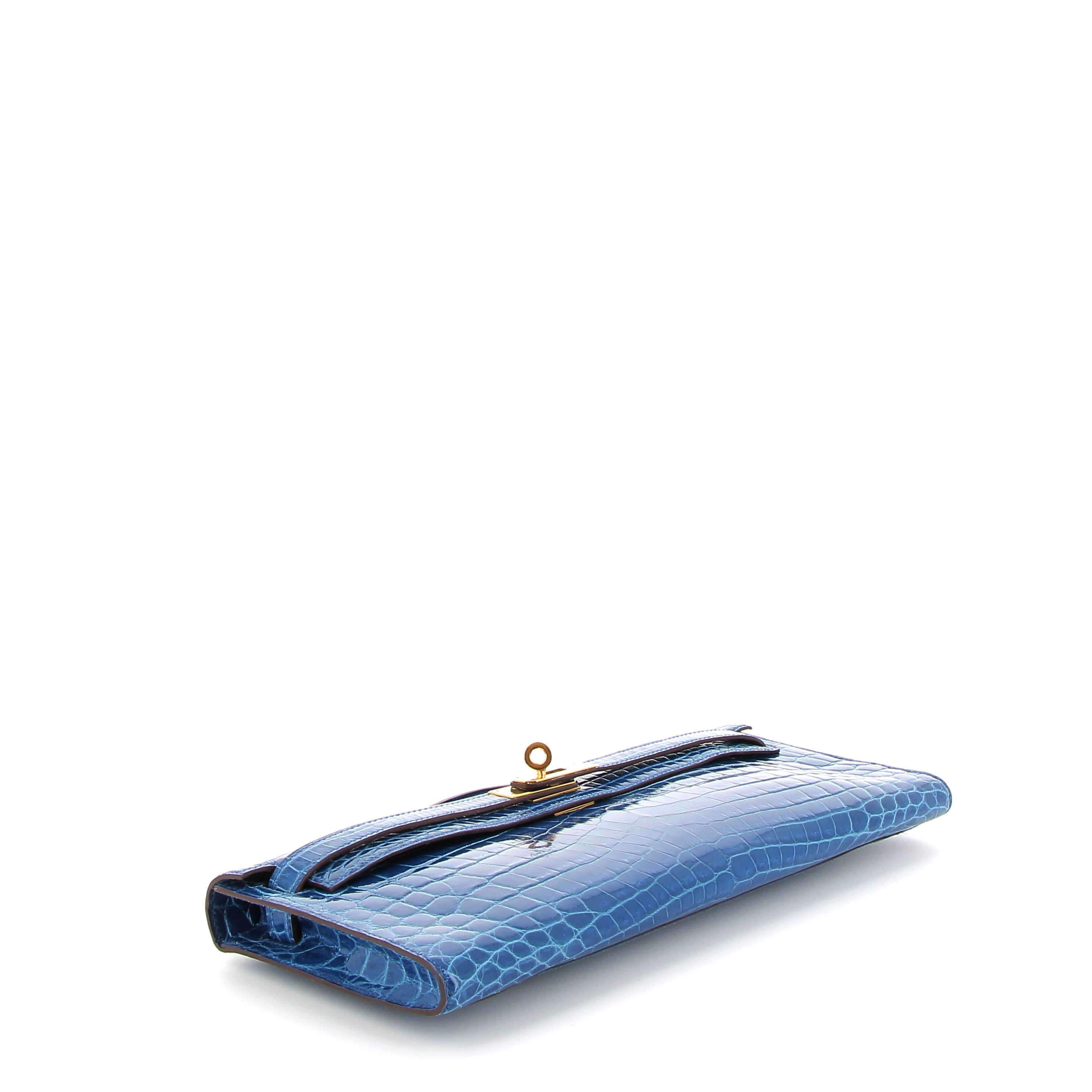 HERMES Kelly Cut Crocodile Niloticus Lisse Mykonos Finition Or Jaune