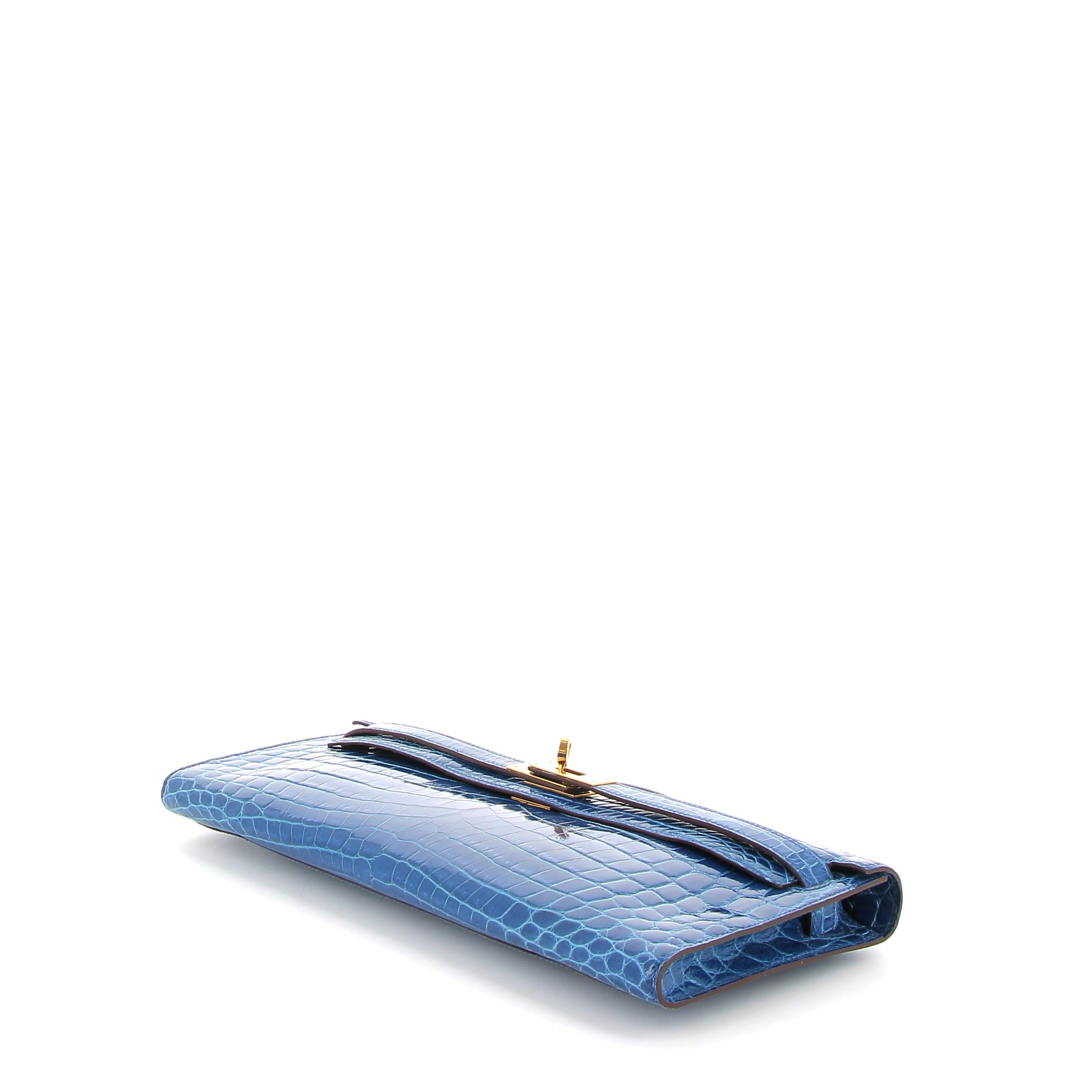 HERMES Kelly Cut Crocodile Niloticus Lisse Mykonos Finition Or Jaune