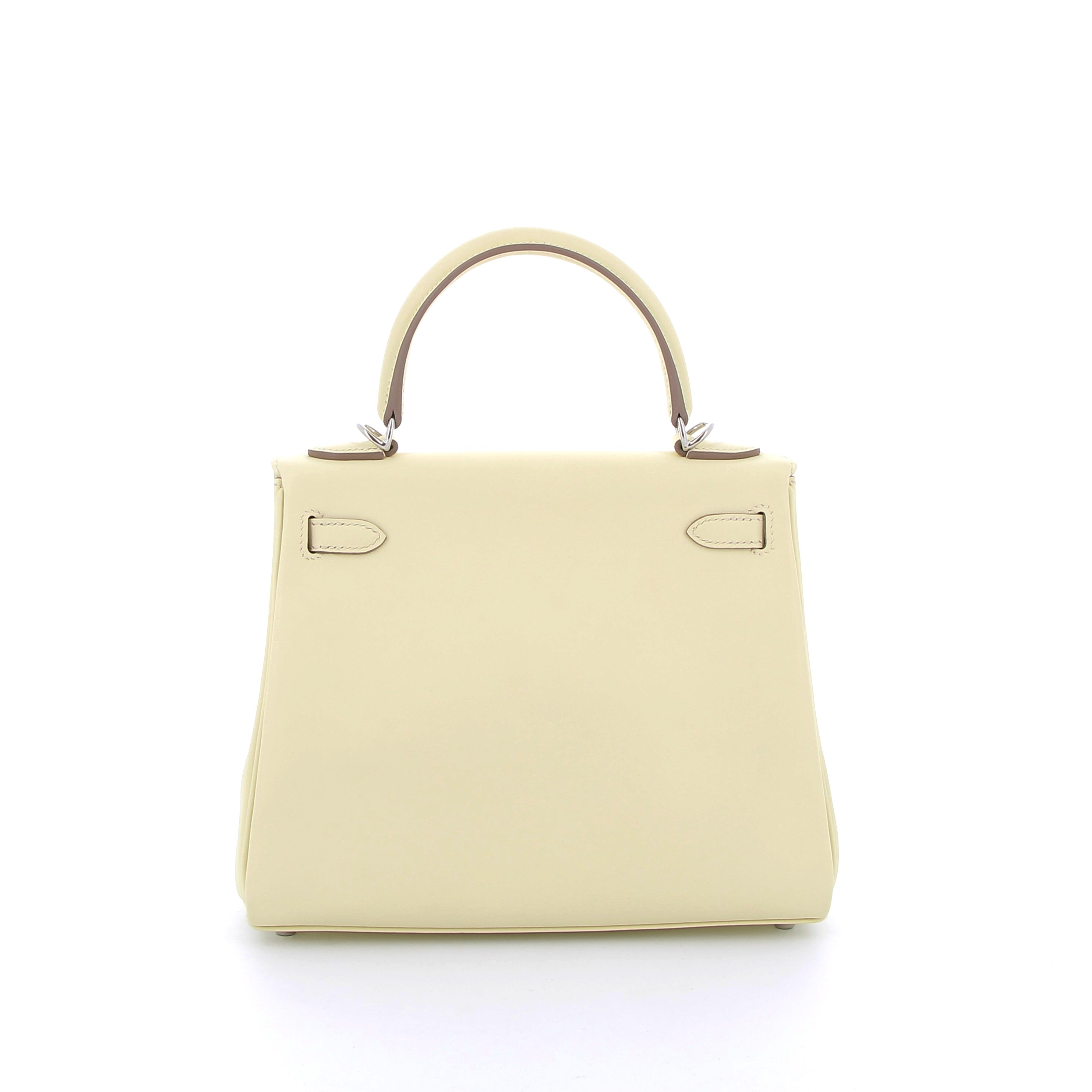 HERMES Kelly 25 Jaune Milton Swift Finition Palladié