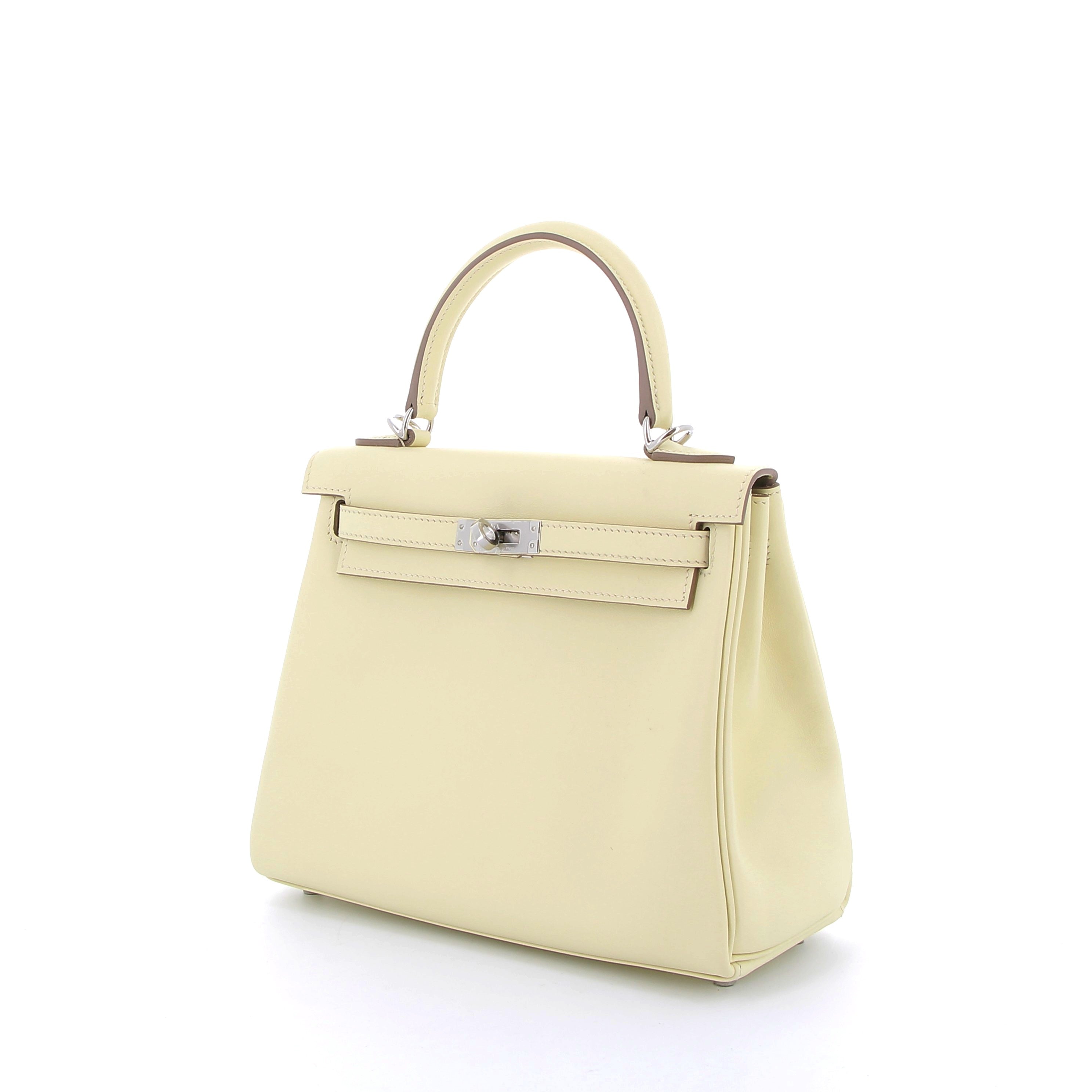 HERMES Kelly 25 Jaune Milton Swift Finition Palladié