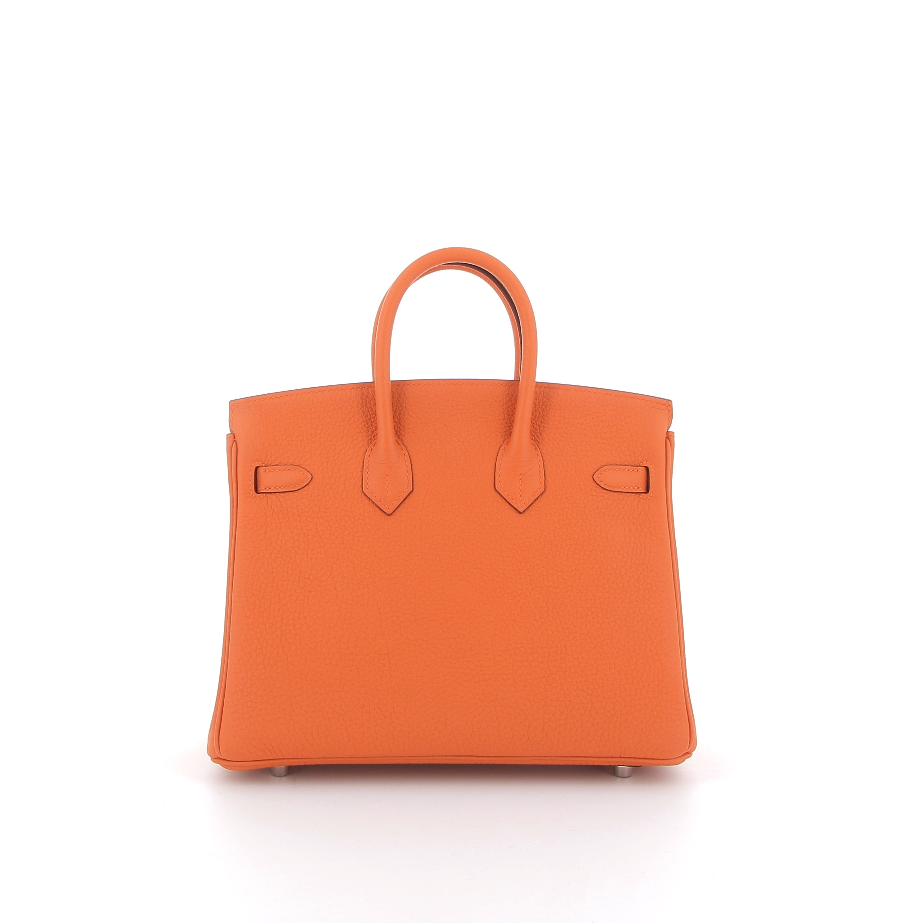 HERMES Birkin 25 Orange Togo Finition Palladié