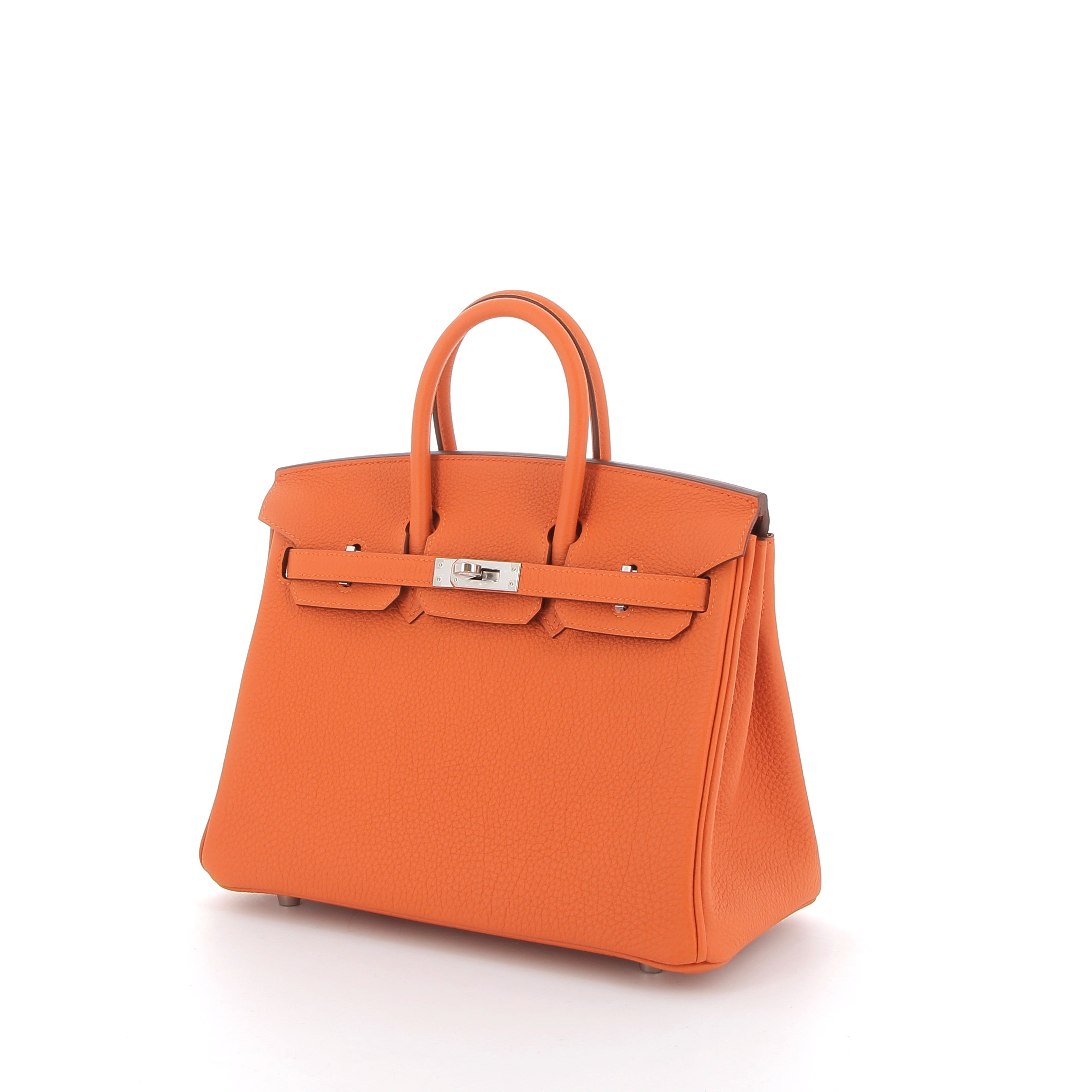 HERMES Birkin 25 Orange Togo Finition Palladié