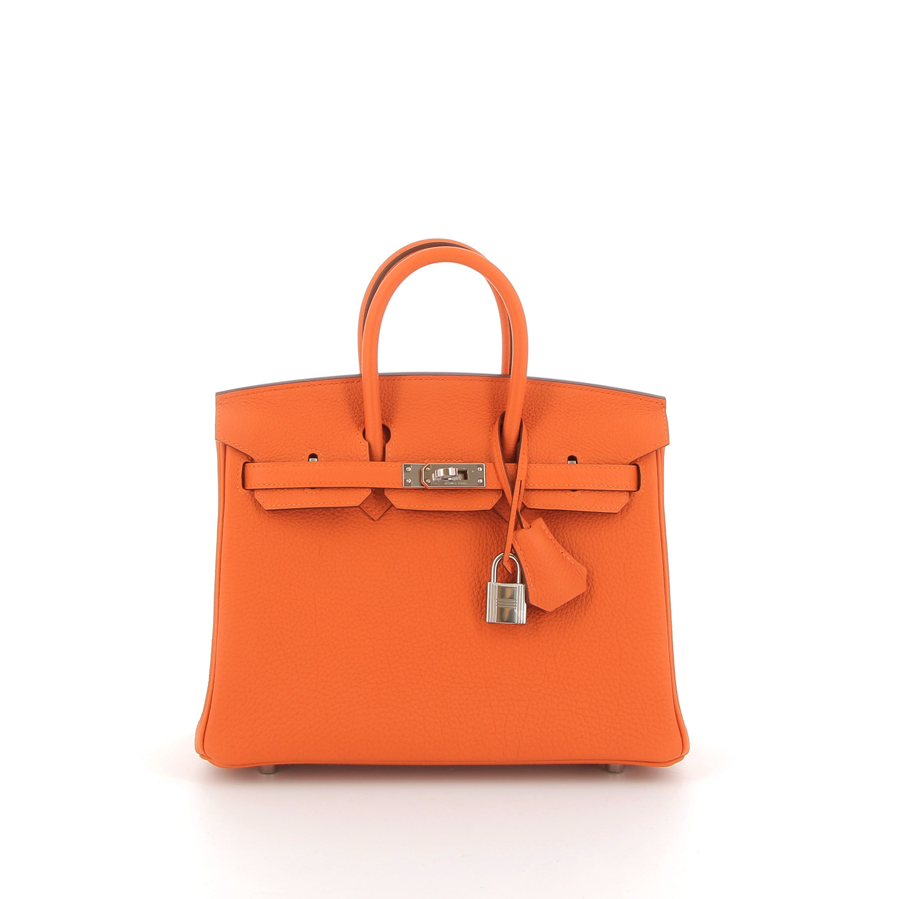 HERMES Birkin 25 Orange Togo Finition Palladié