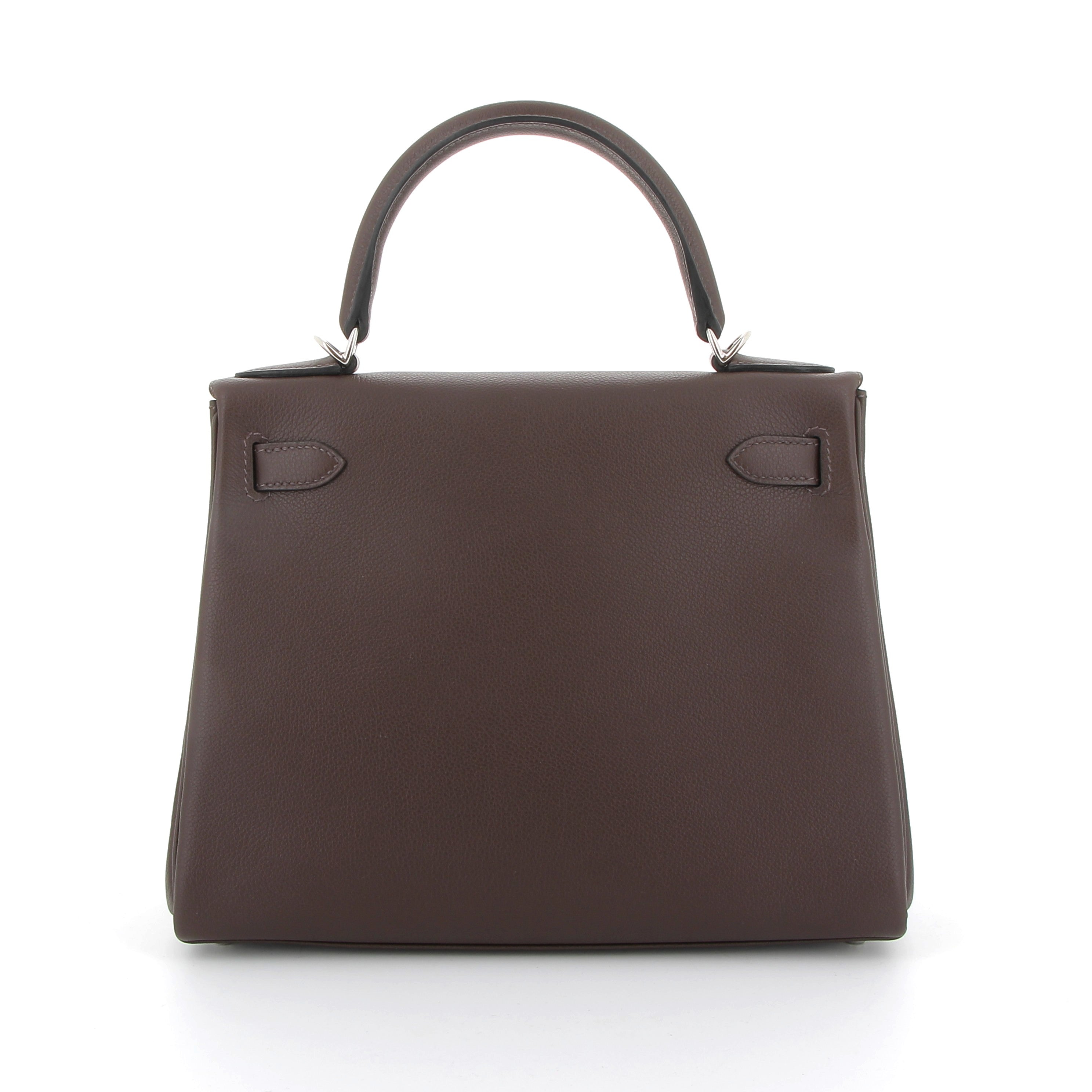 HERMES Kelly 28 Moka Evercolor Finition Palladié