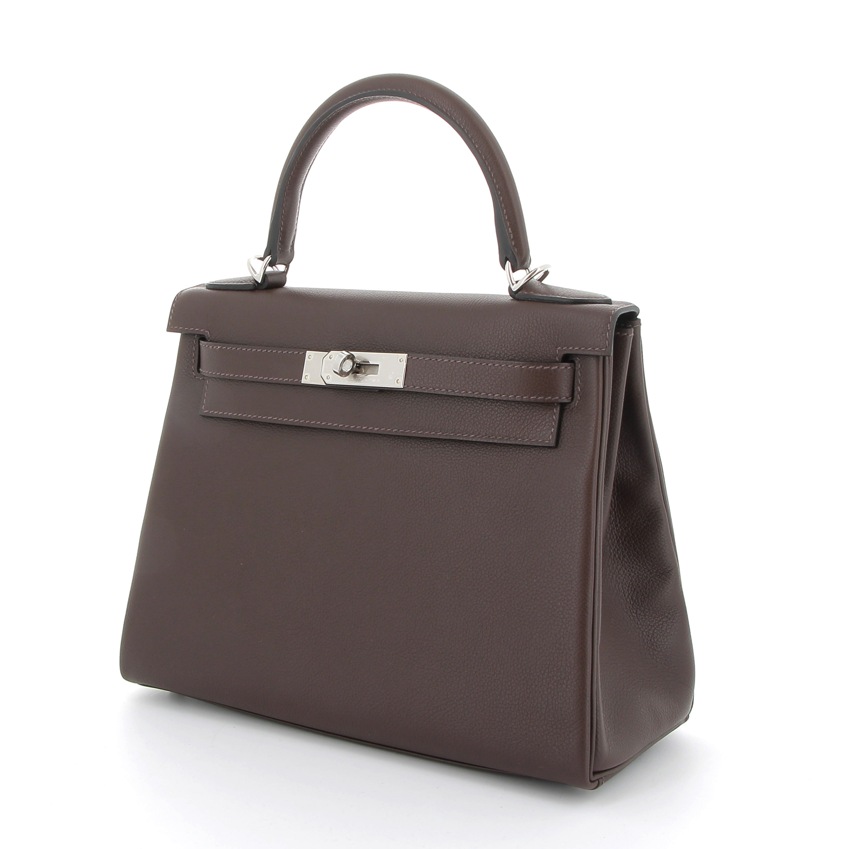 HERMES Kelly 28 Moka Evercolor Finition Palladié