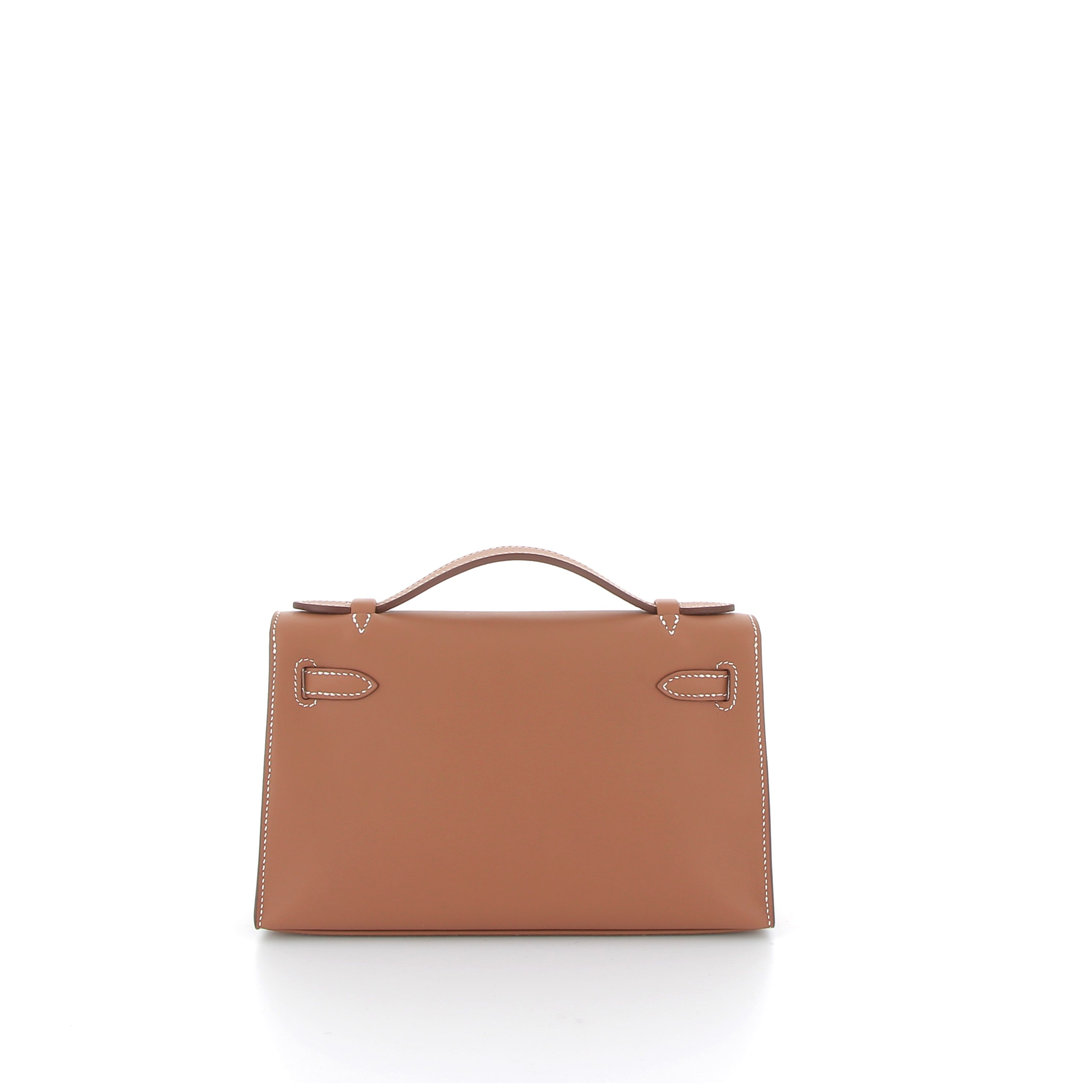 HERMES Kelly Pochette Gold Swift Finition Palladié