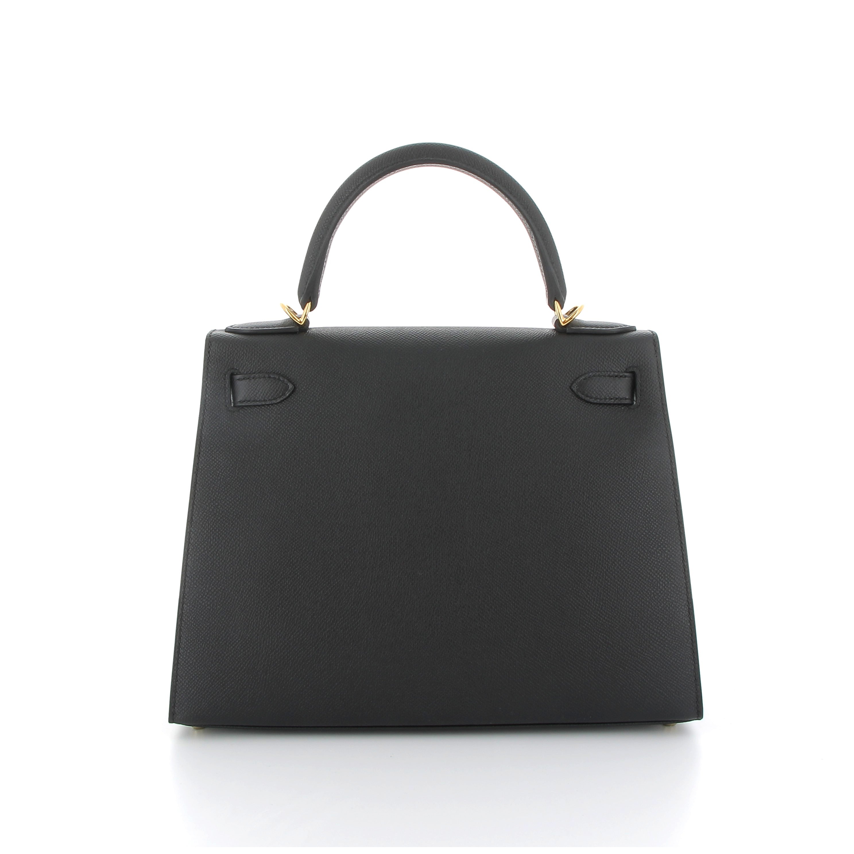HERMES Kelly 28 Noir Epsom Finition Or