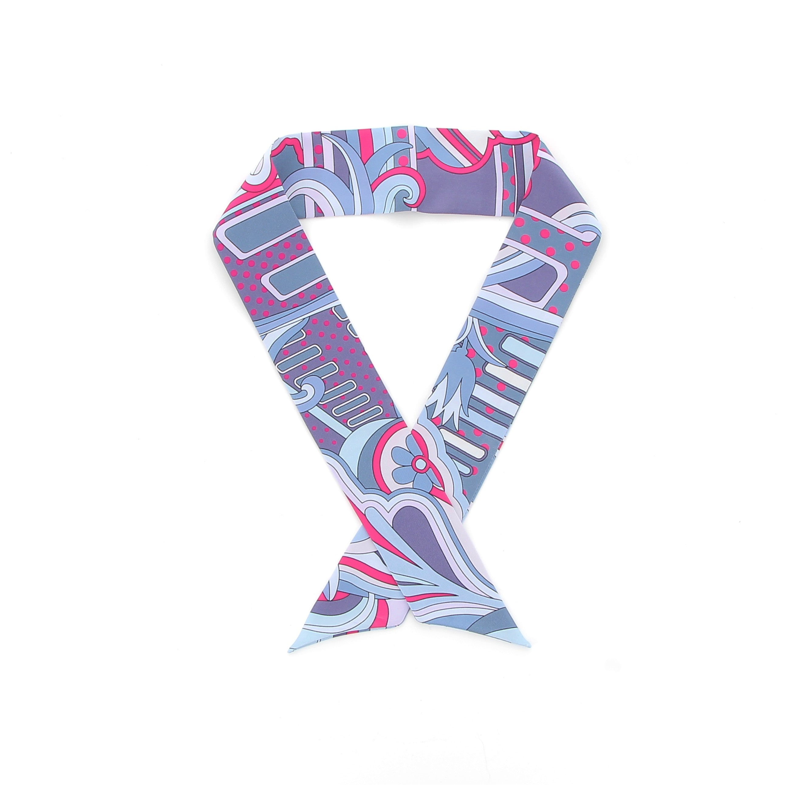 HERMES Twilly Faubourg Rainbow Bleu jean/Rose vif