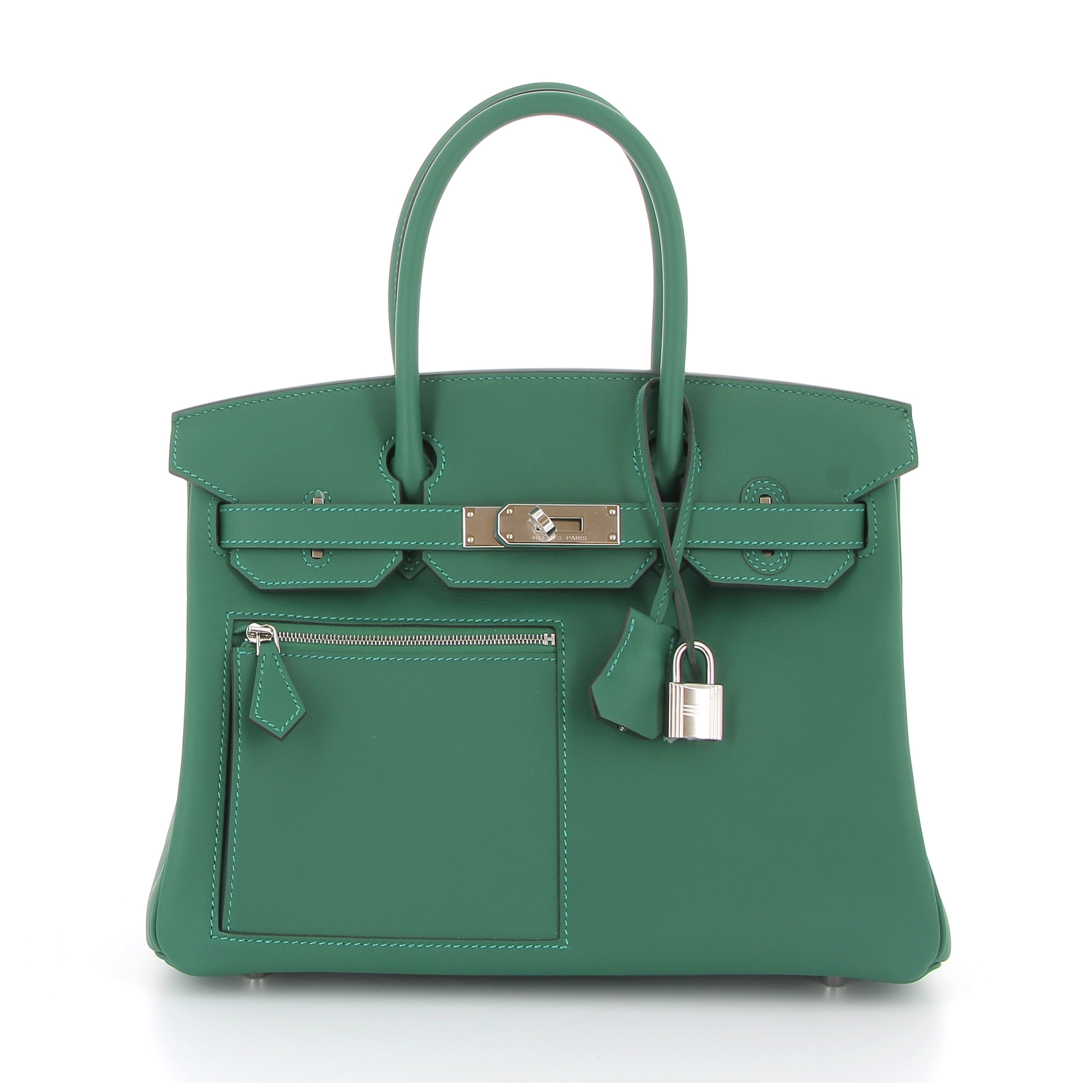 HERMES Birkin 30 Colormatic Vert Moyen Swift Finition Palladié