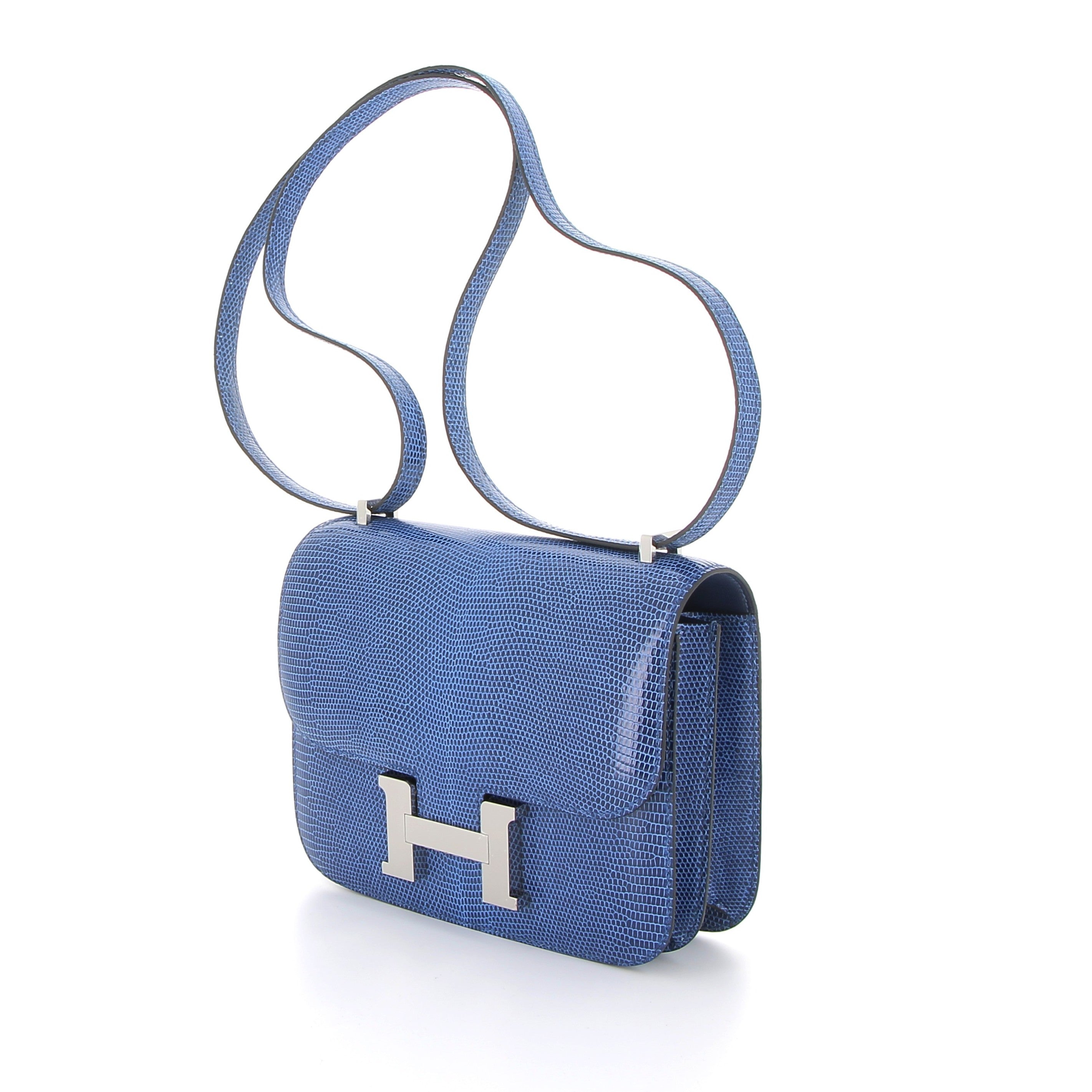 HERMES Constance 18 Bleu Saphir Lézard