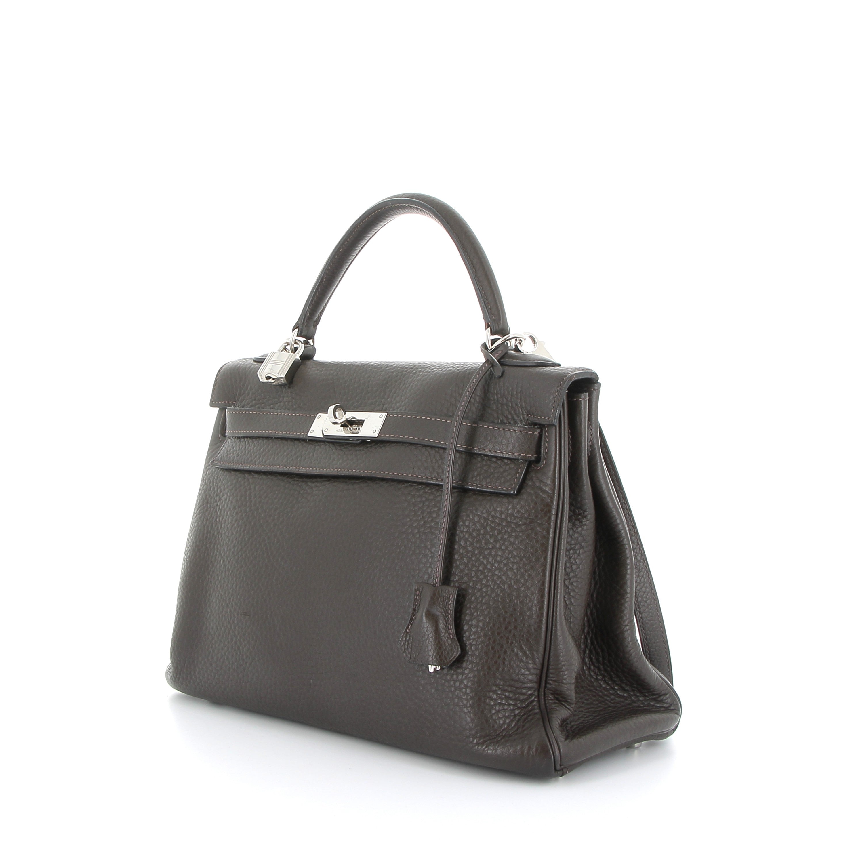 HERMES Kelly 32 Chocolat Taurillon Clémence