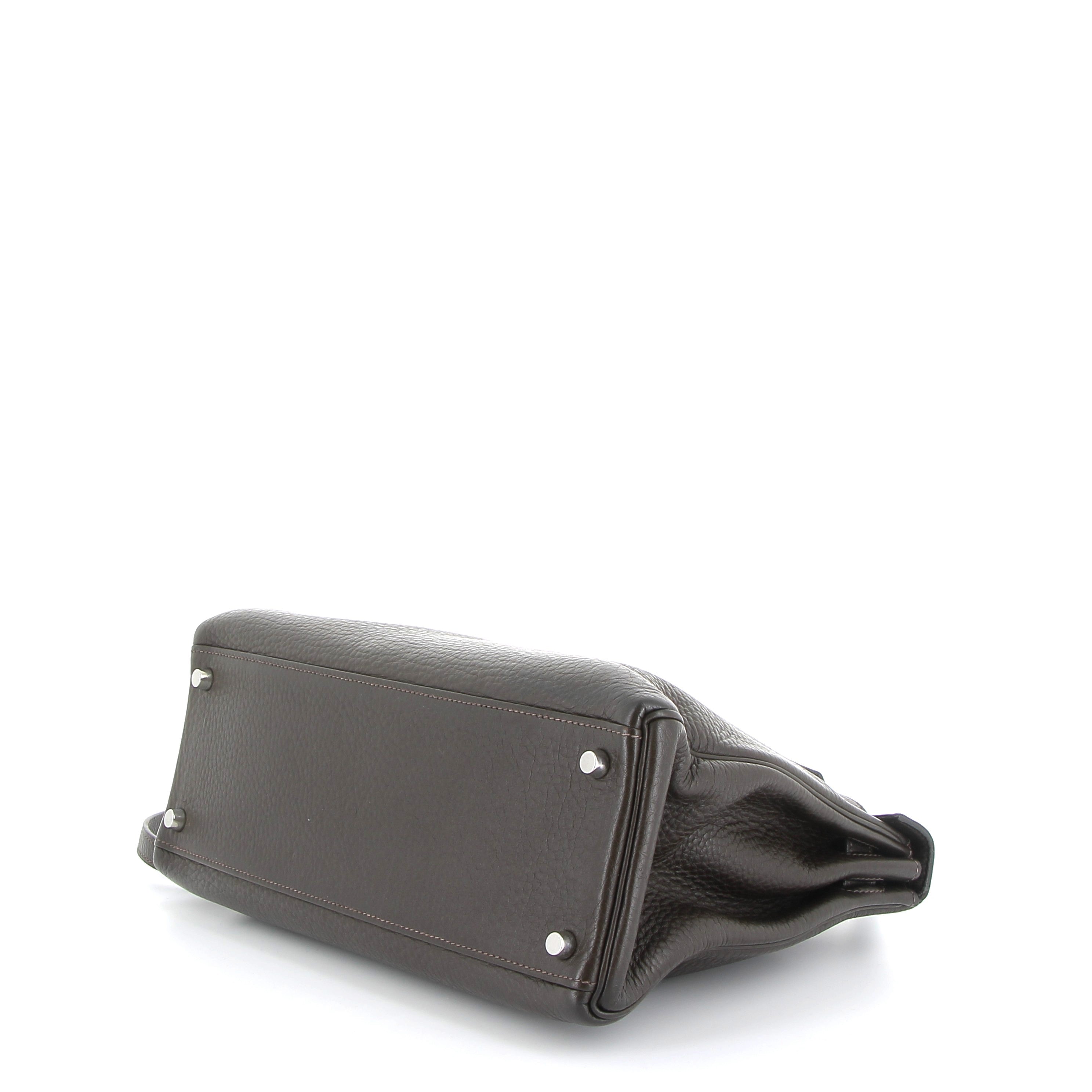 HERMES Kelly 32 Chocolat Taurillon Clémence
