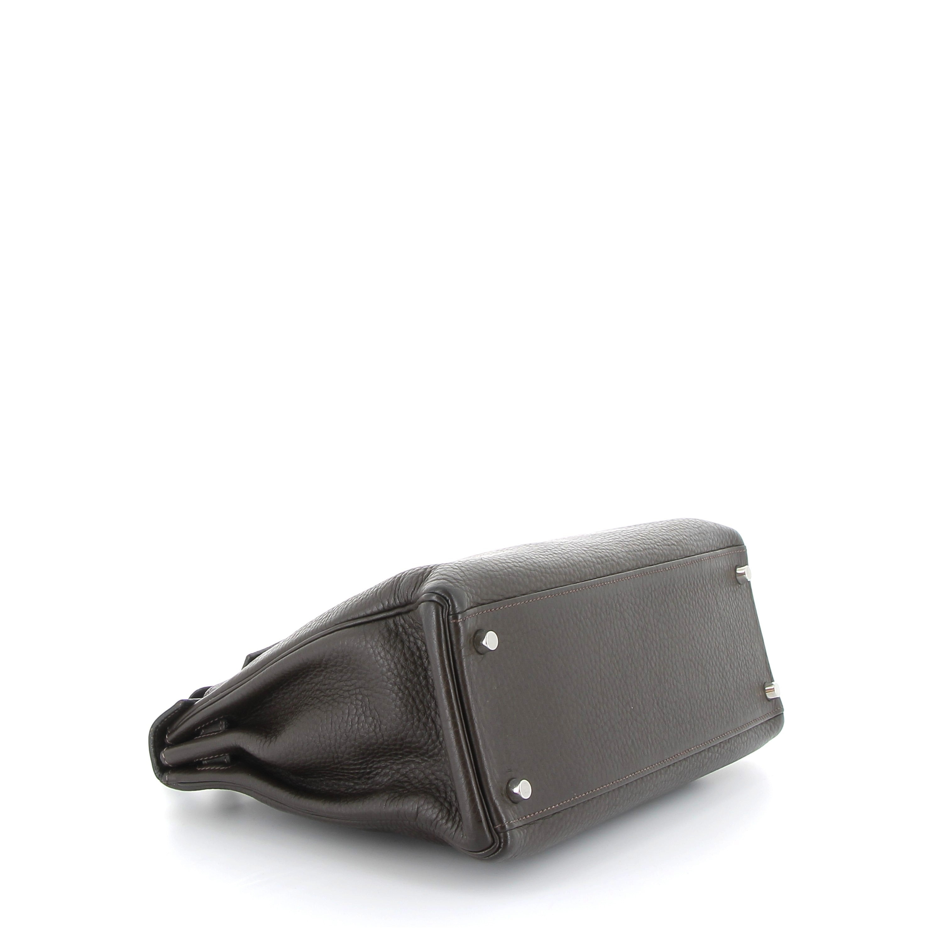 HERMES Kelly 32 Chocolat Taurillon Clémence