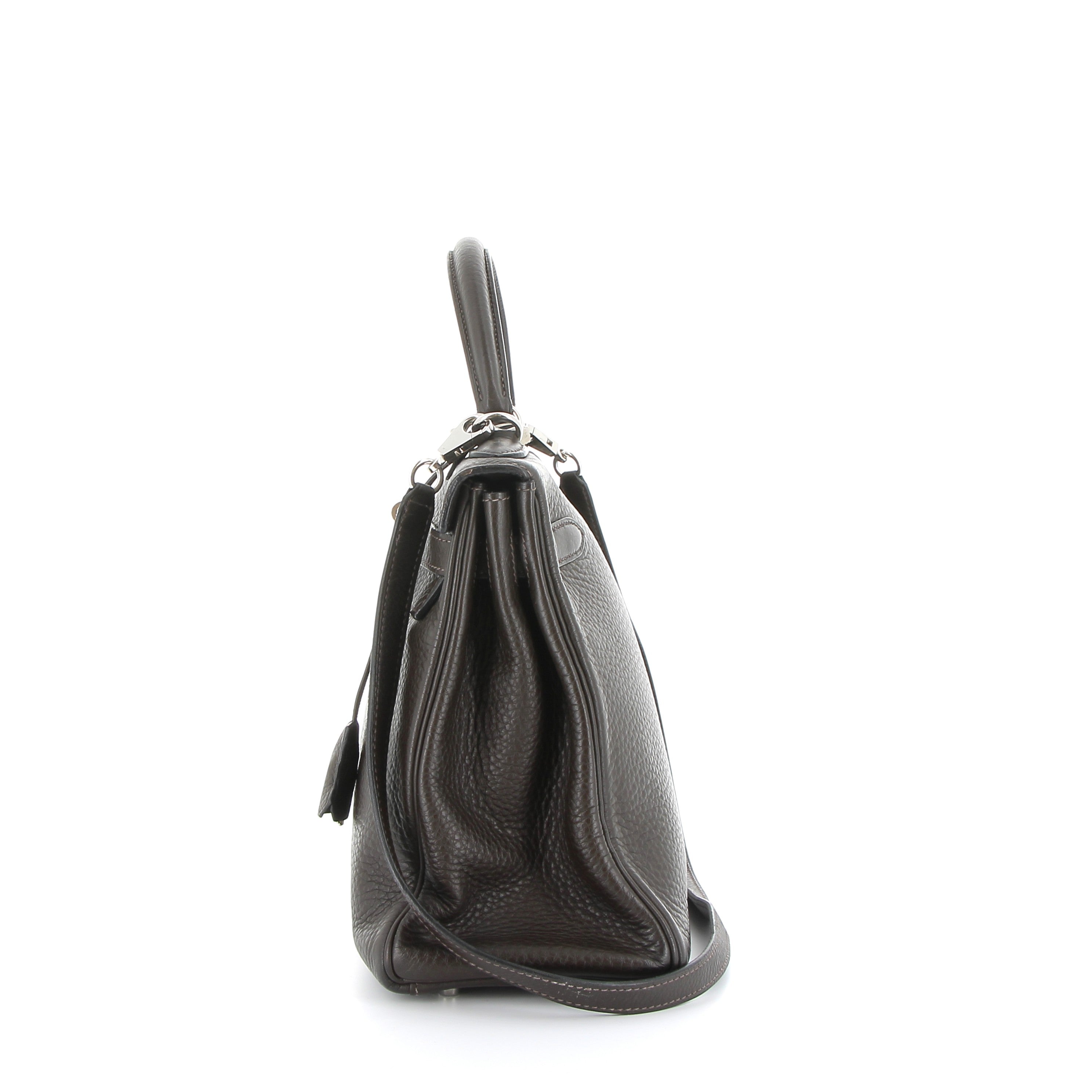 HERMES Kelly 32 Chocolat Taurillon Clémence