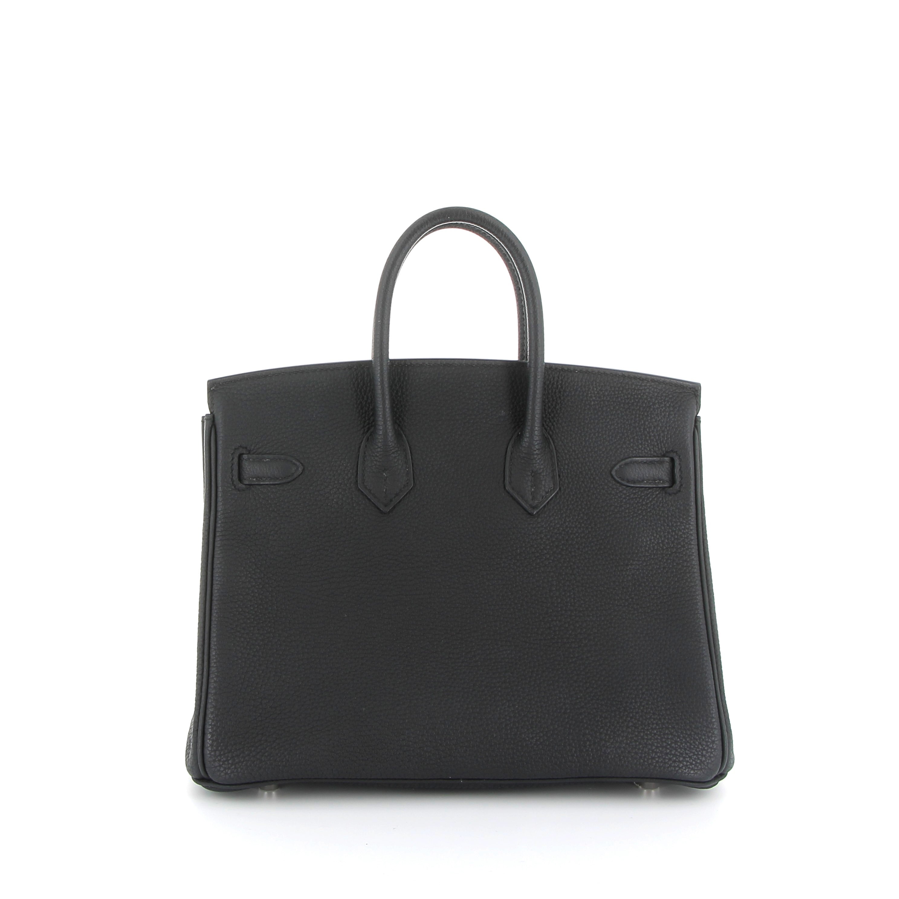 HERMÈS Birkin 25 Noir Togo Finition Palladié