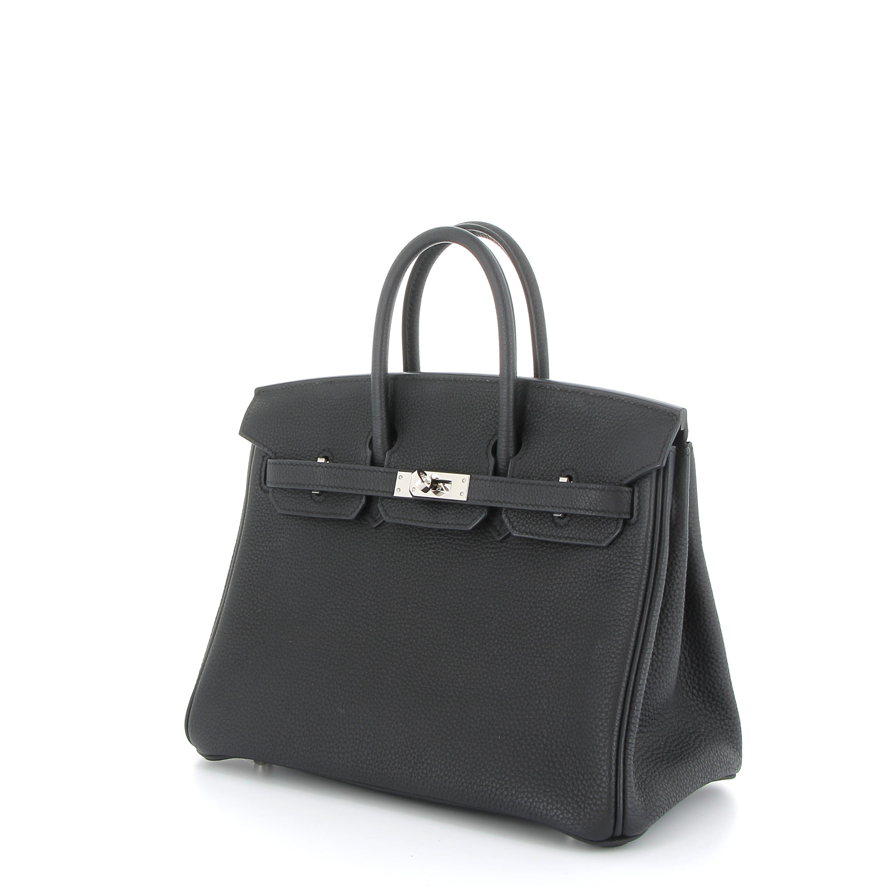 HERMÈS Birkin 25 Noir Togo Finition Palladié