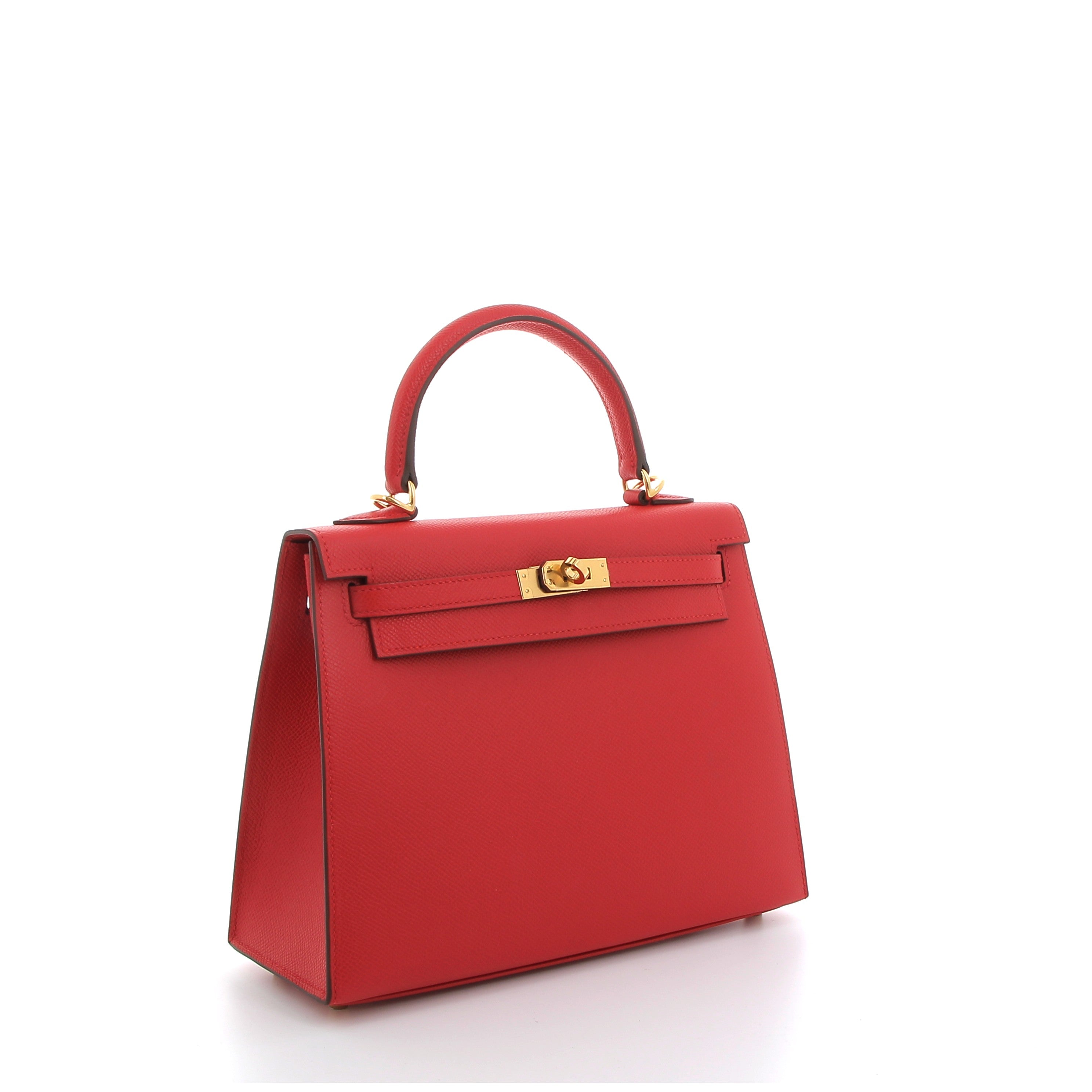 HERMES Kelly 25 Rouge Radieux Epsom Finition Or