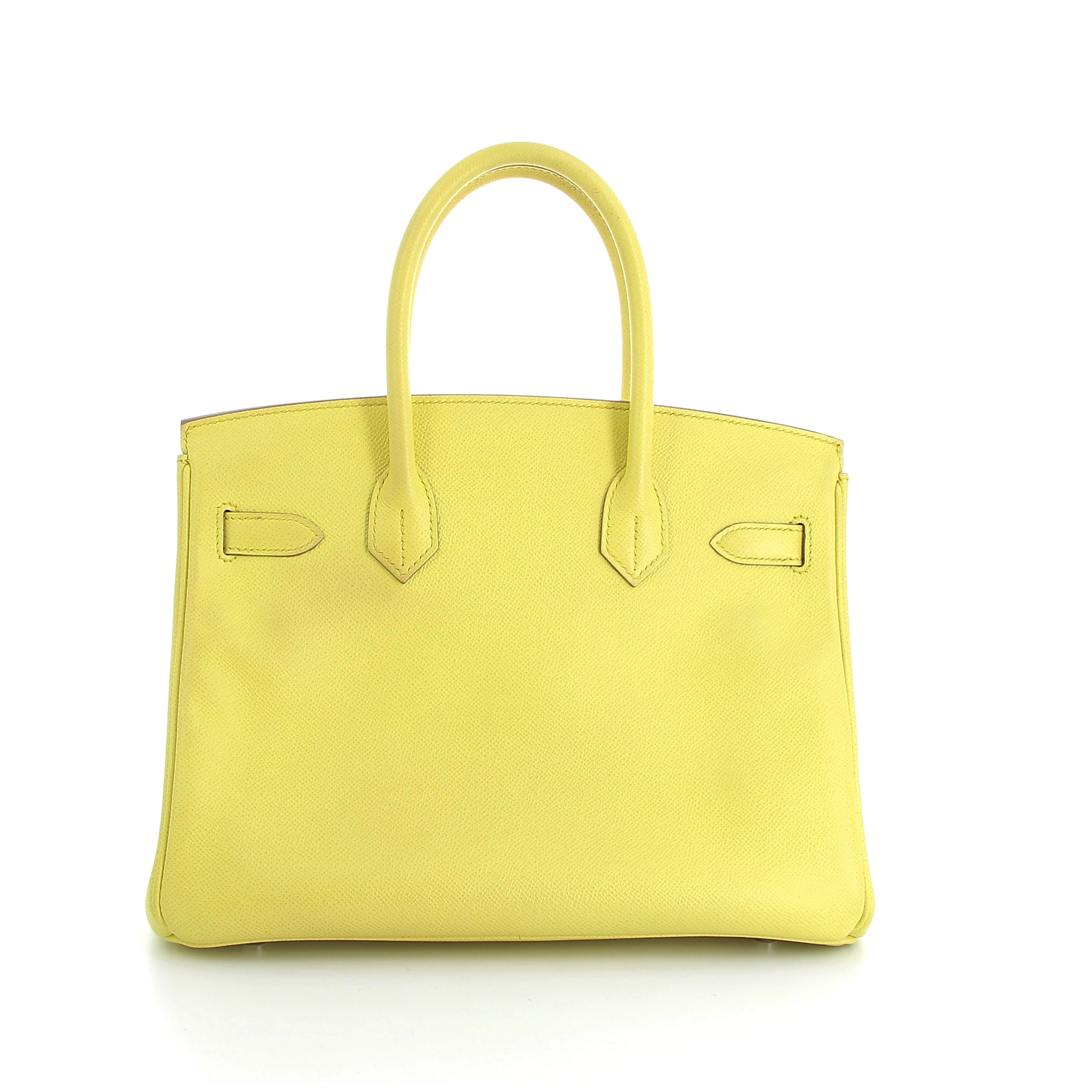 HERMES Birkin 30 Lime Epsom Finition Palladié