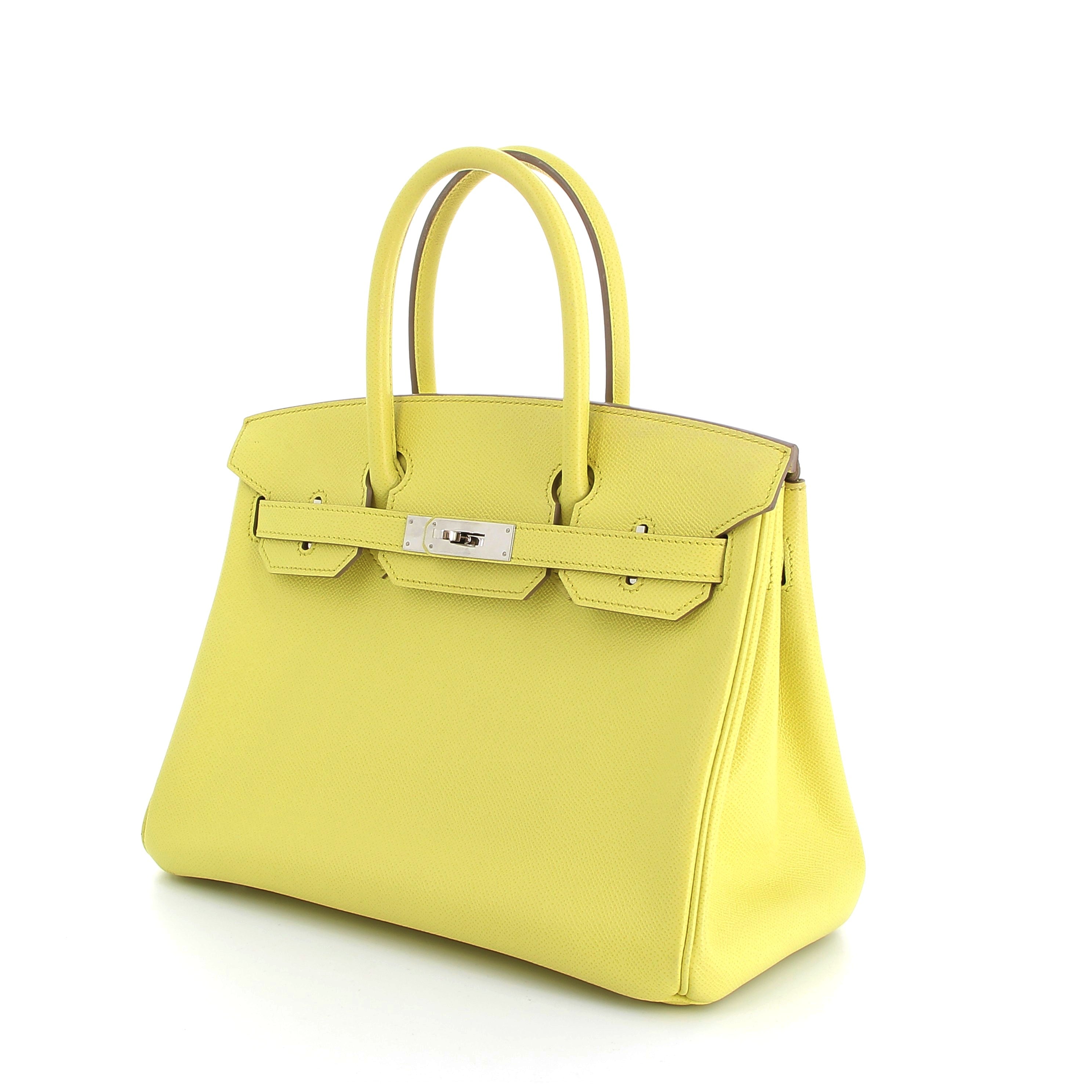HERMES Birkin 30 Lime Epsom Finition Palladié