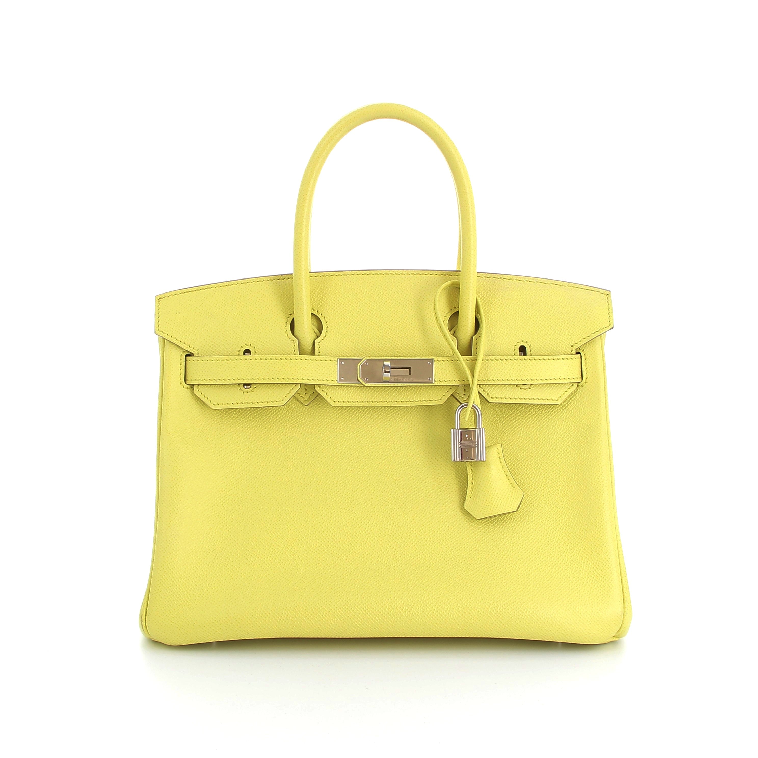 HERMES Birkin 30 Lime Epsom Finition Palladié