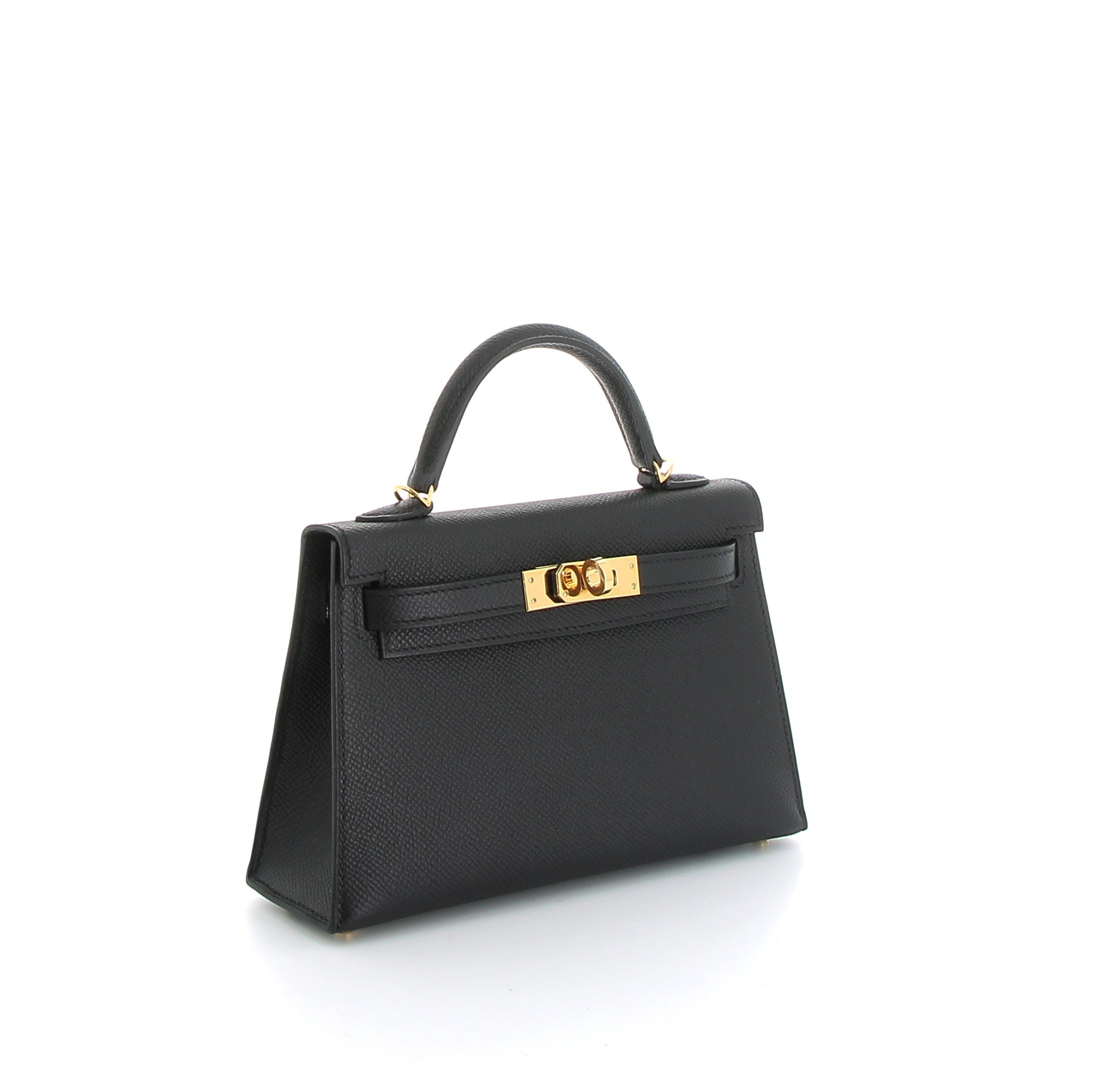 Kelly 20 Noir Epsom Finition Or Jaune