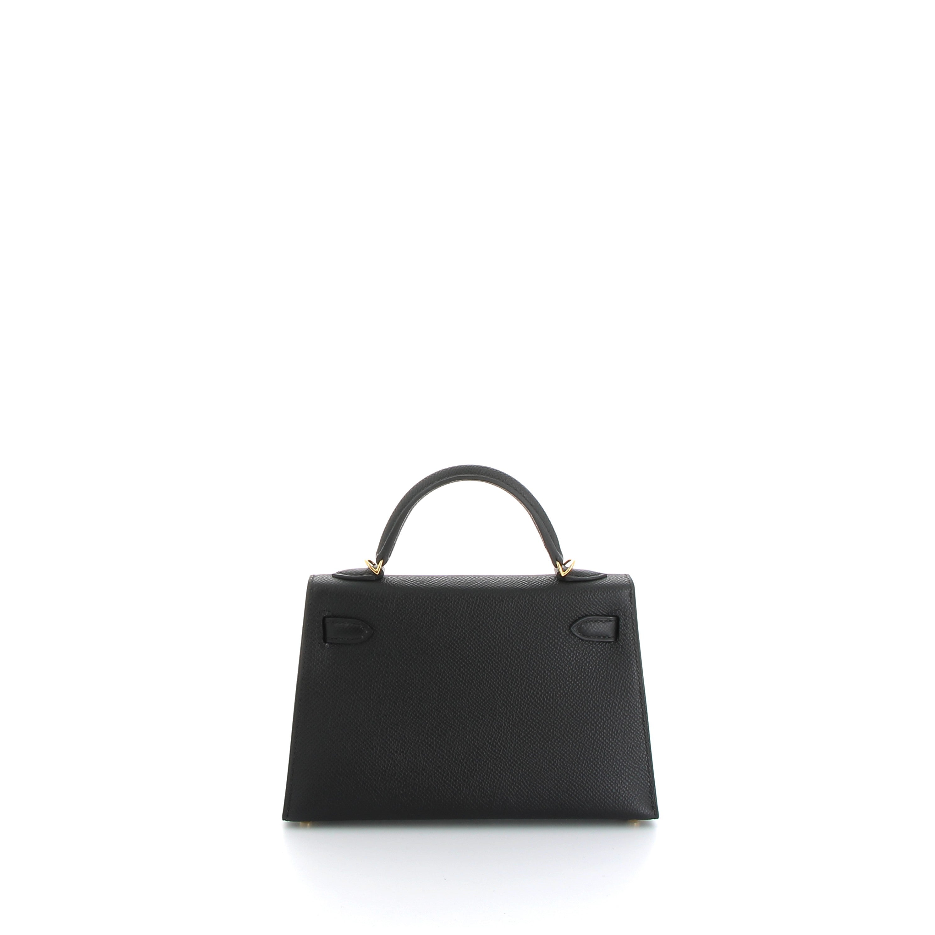 HERMES Kelly 20 Noir Epsom Finition Or Jaune