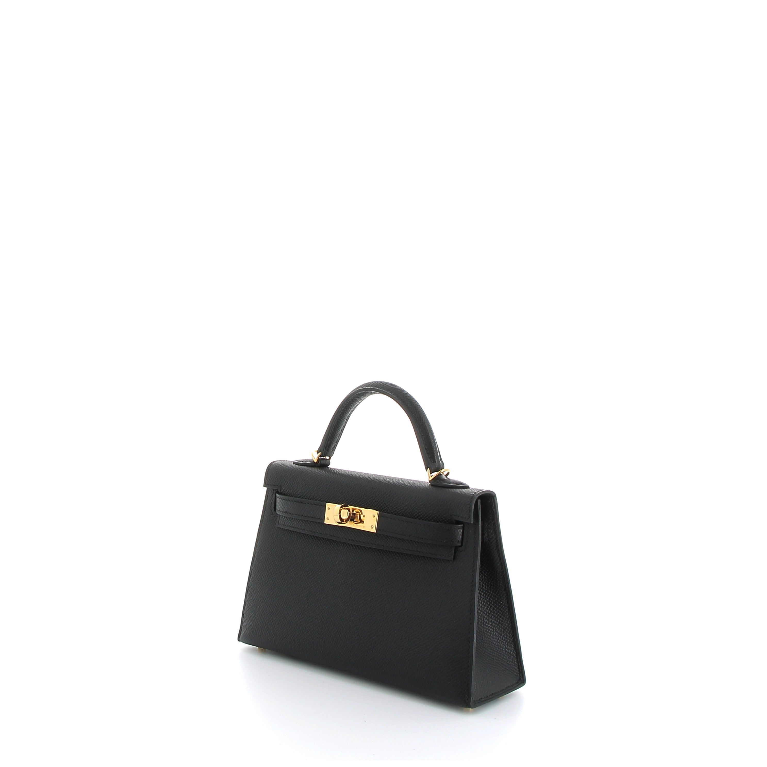 HERMES Kelly 20 Noir Epsom Finition Or Jaune