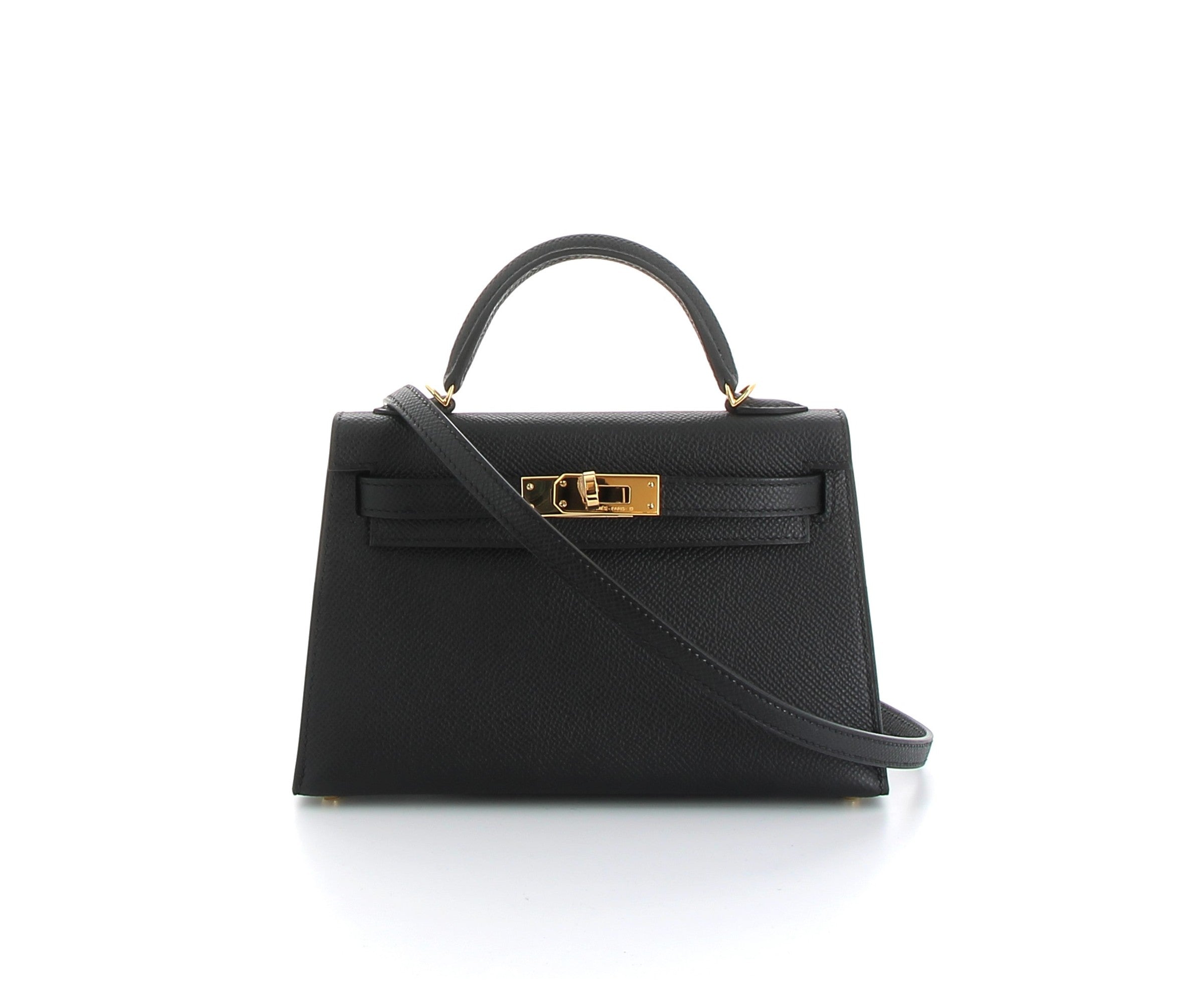 Kelly 20 Noir Epsom Finition Or Jaune
