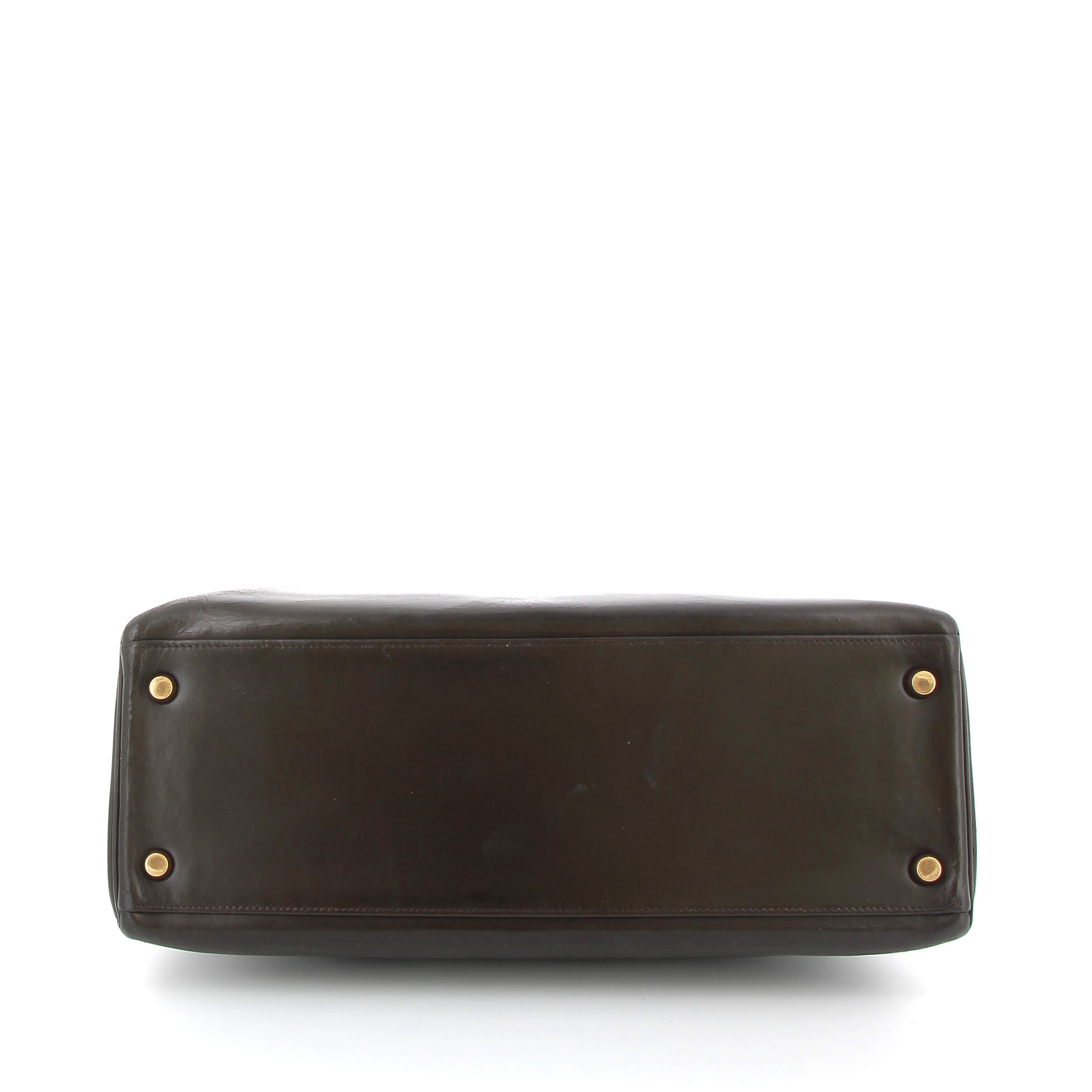 HERMES Preowned Kelly 32 Marron Box / Crocodile
