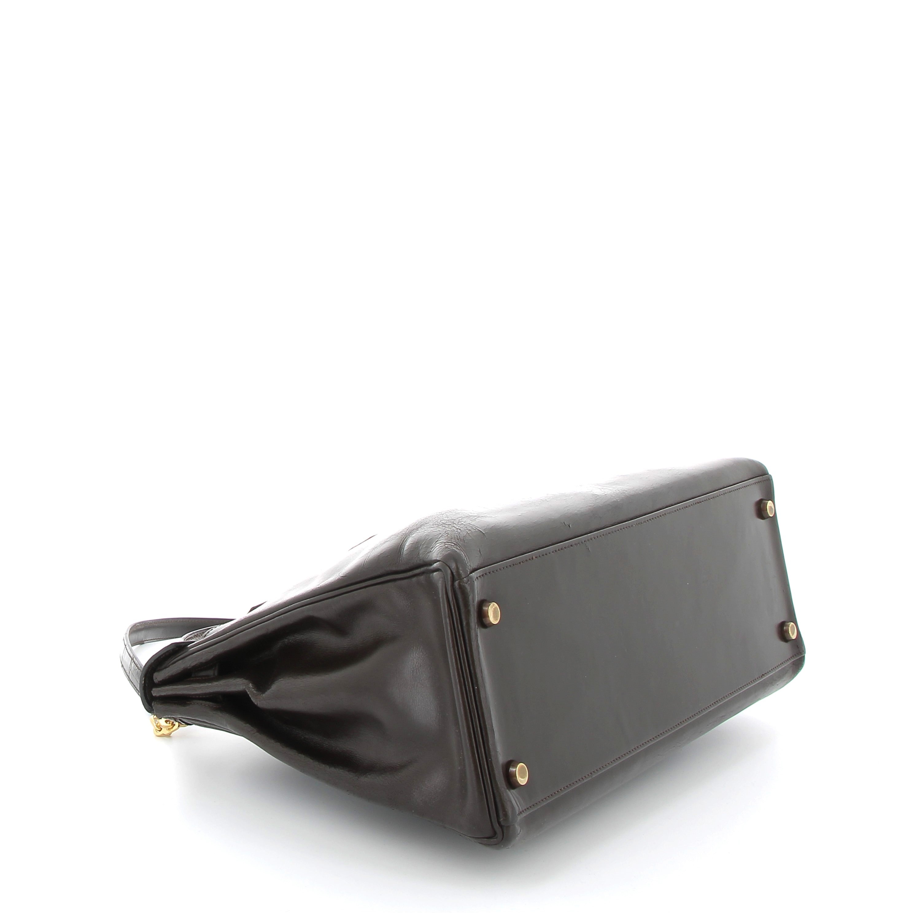 HERMES Preowned Kelly 32 Marron Box / Crocodile