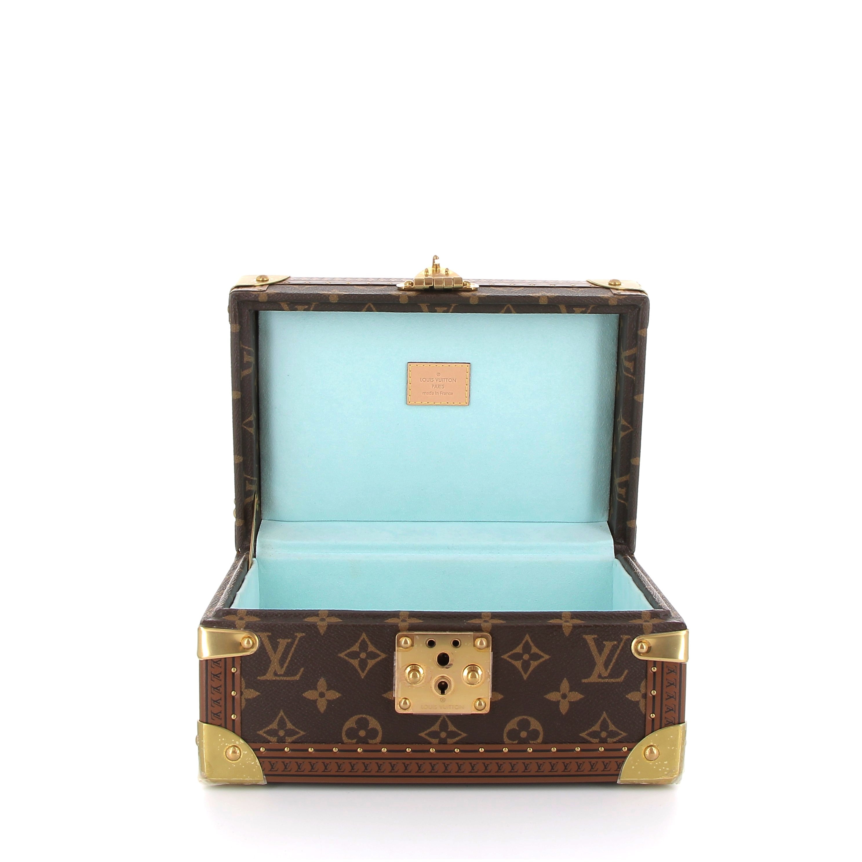 LOUIS VUITTON Malle Coffret Trésor 24 Bleu Lagon Toile Monogram