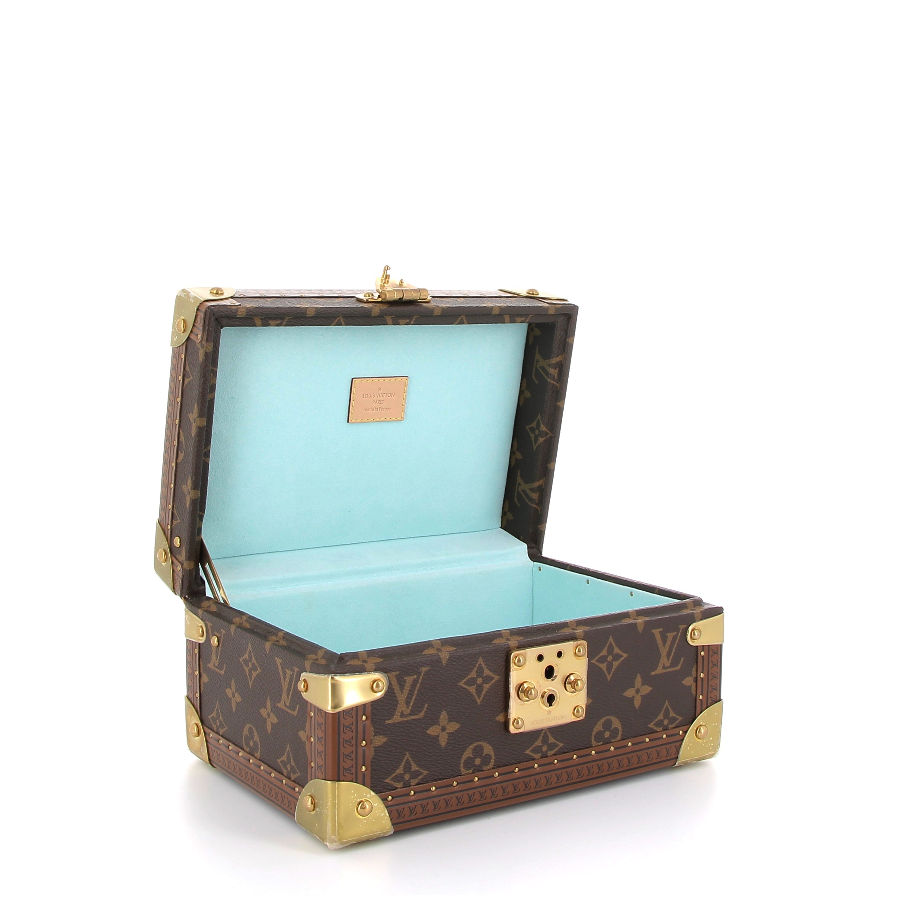 LOUIS VUITTON Malle Coffret Trésor 24 Bleu Lagon Toile Monogram