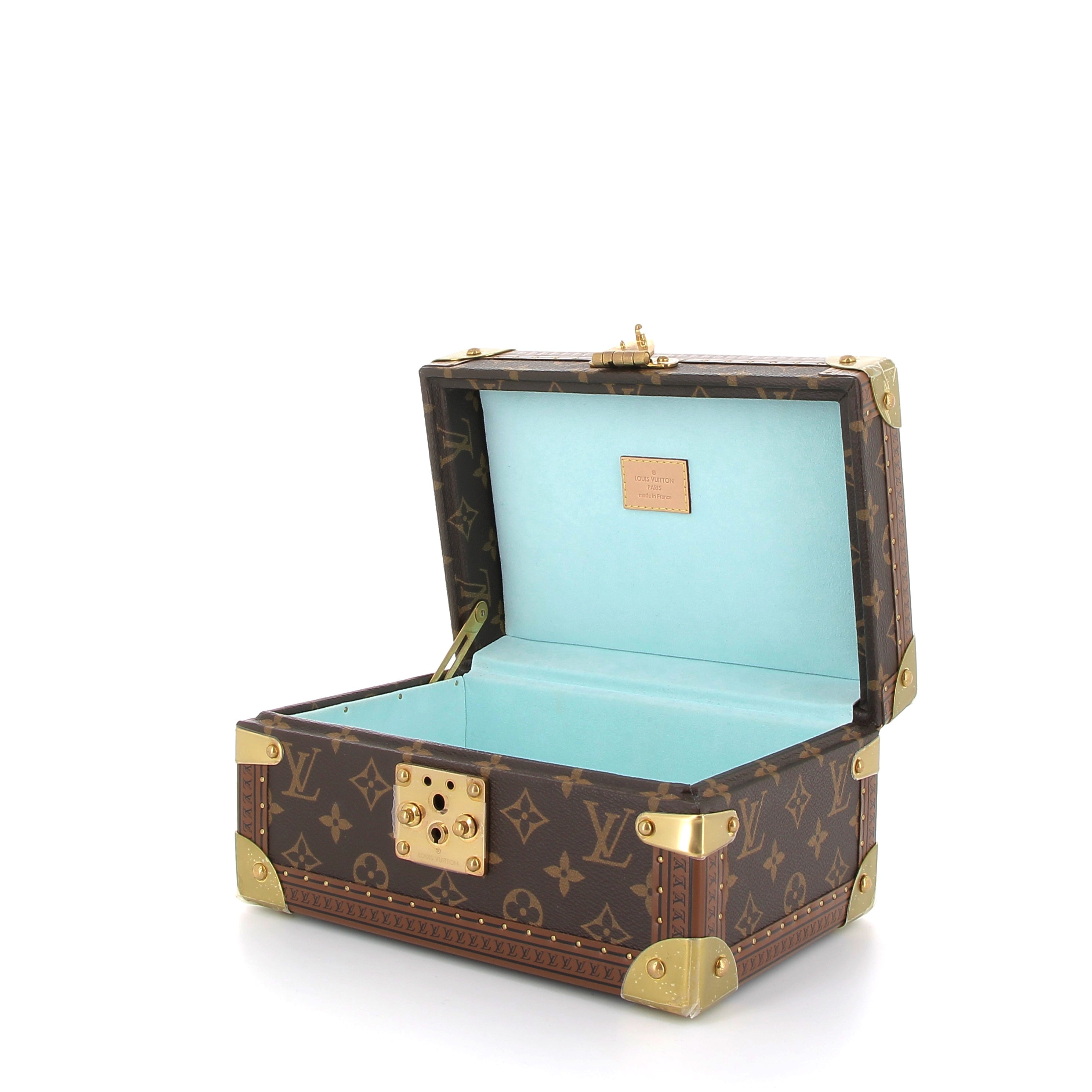 LOUIS VUITTON Malle Coffret Trésor 24 Bleu Lagon Toile Monogram