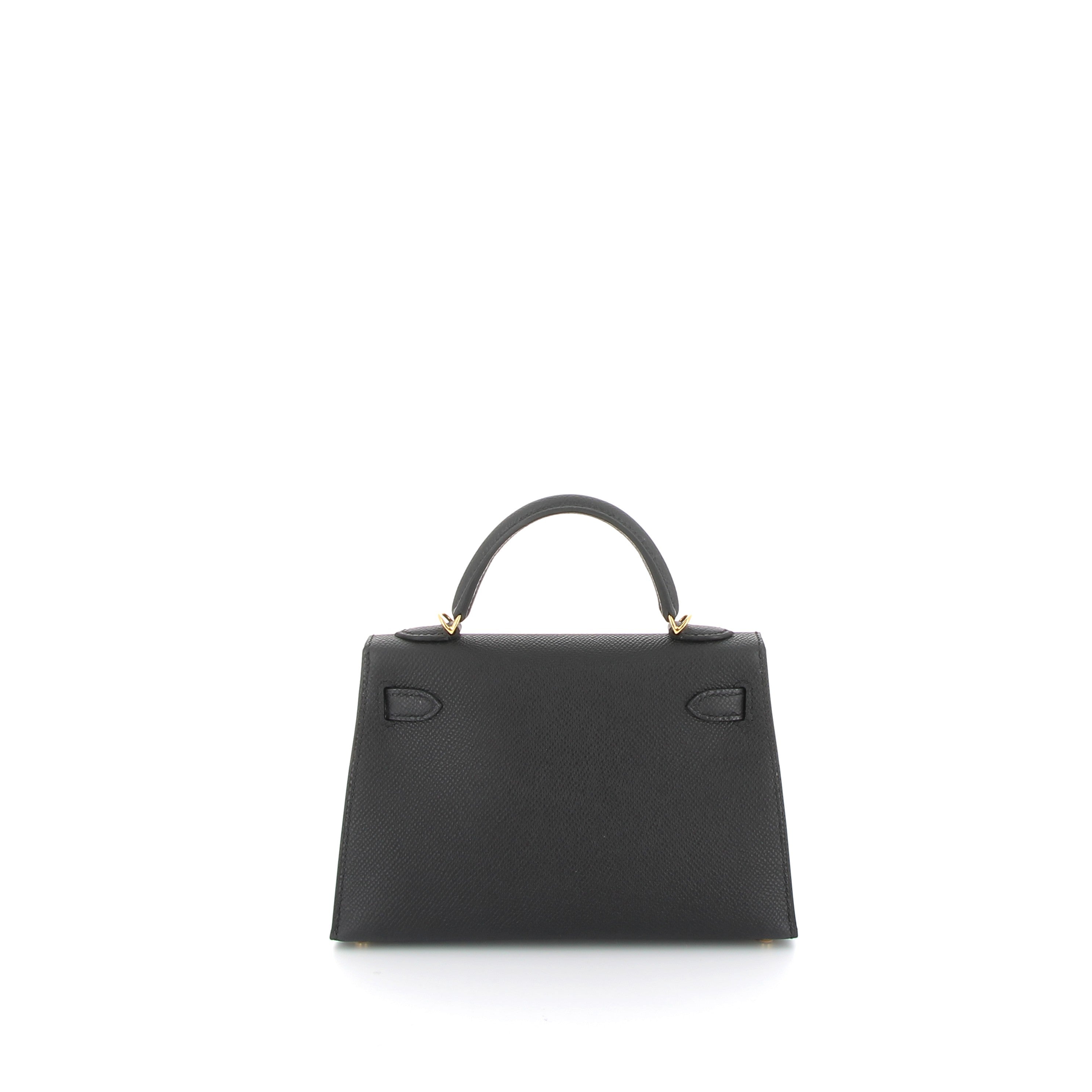 HERMES Kelly 20 Noir Epsom Finition Or Jaune