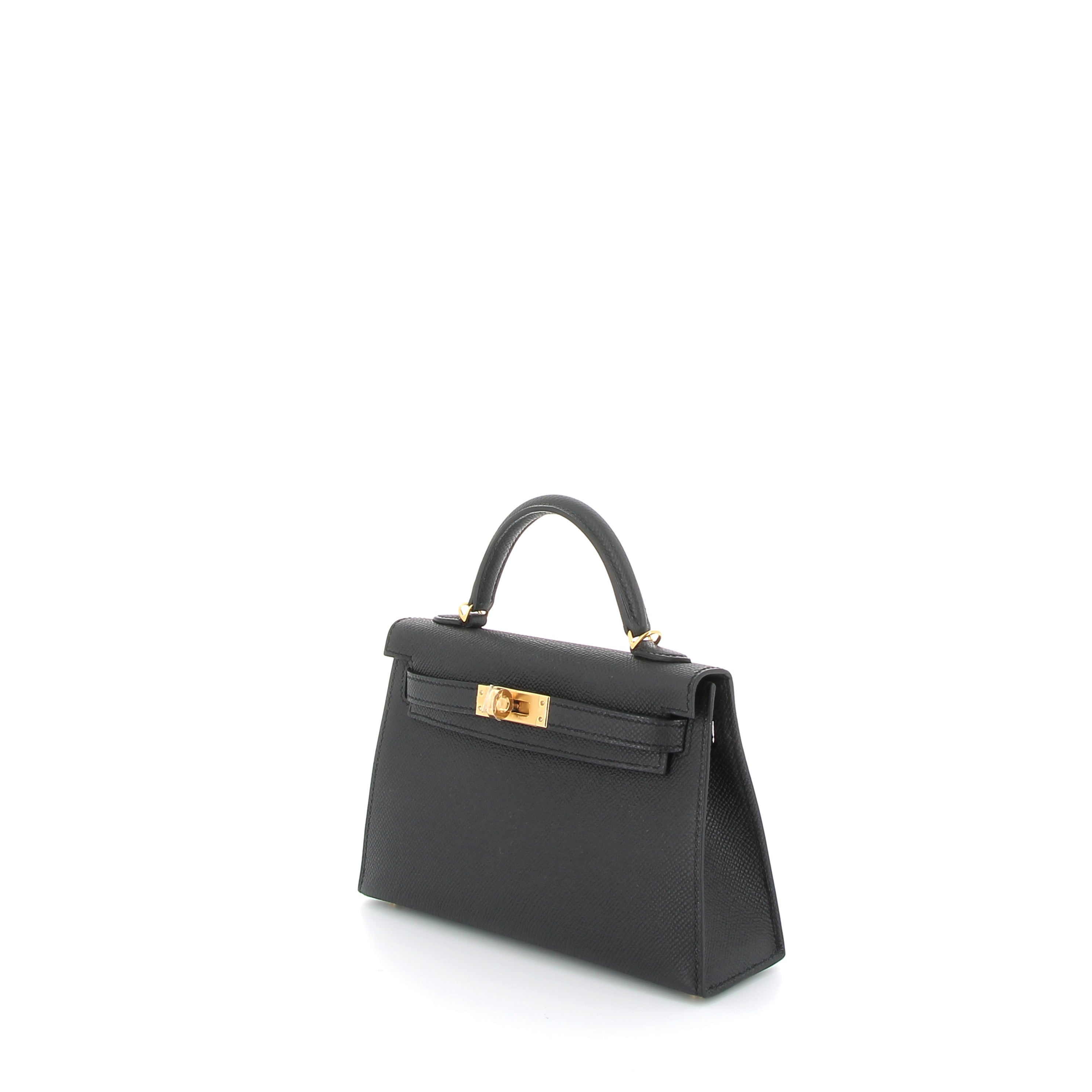 HERMES Kelly 20 Noir Epsom Finition Or Jaune
