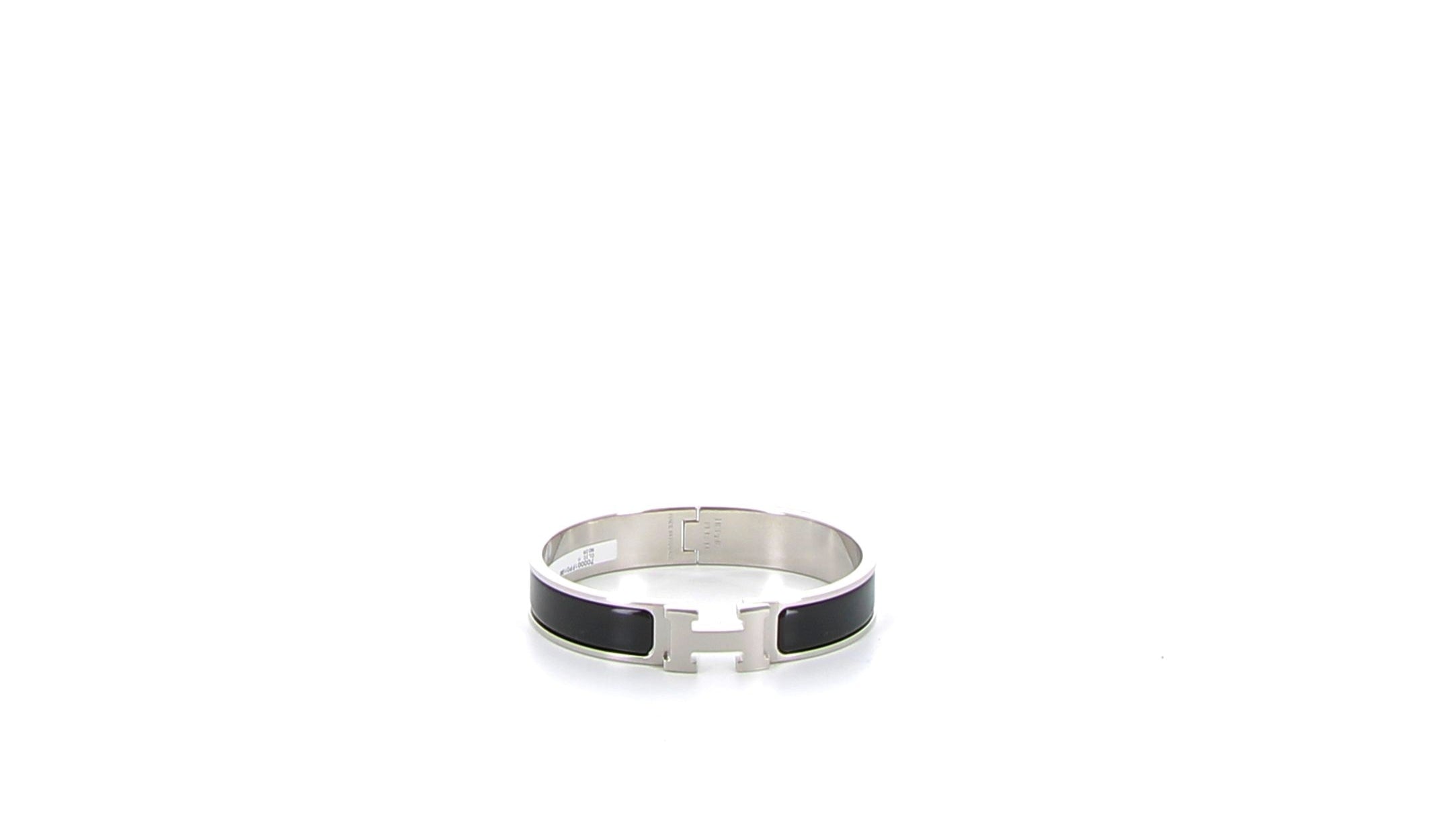 HERMES Bracelet Clic H Noir Finition Palladié