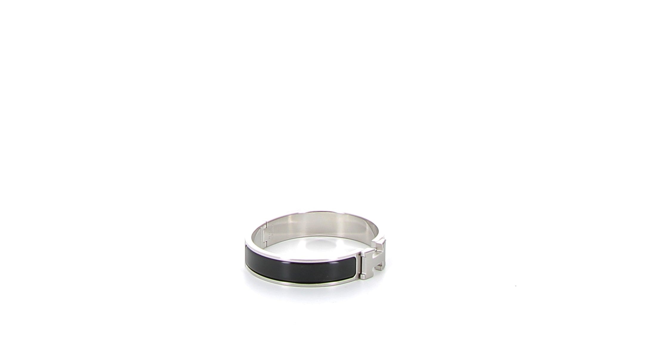 HERMES Bracelet Clic H Noir Finition Palladié