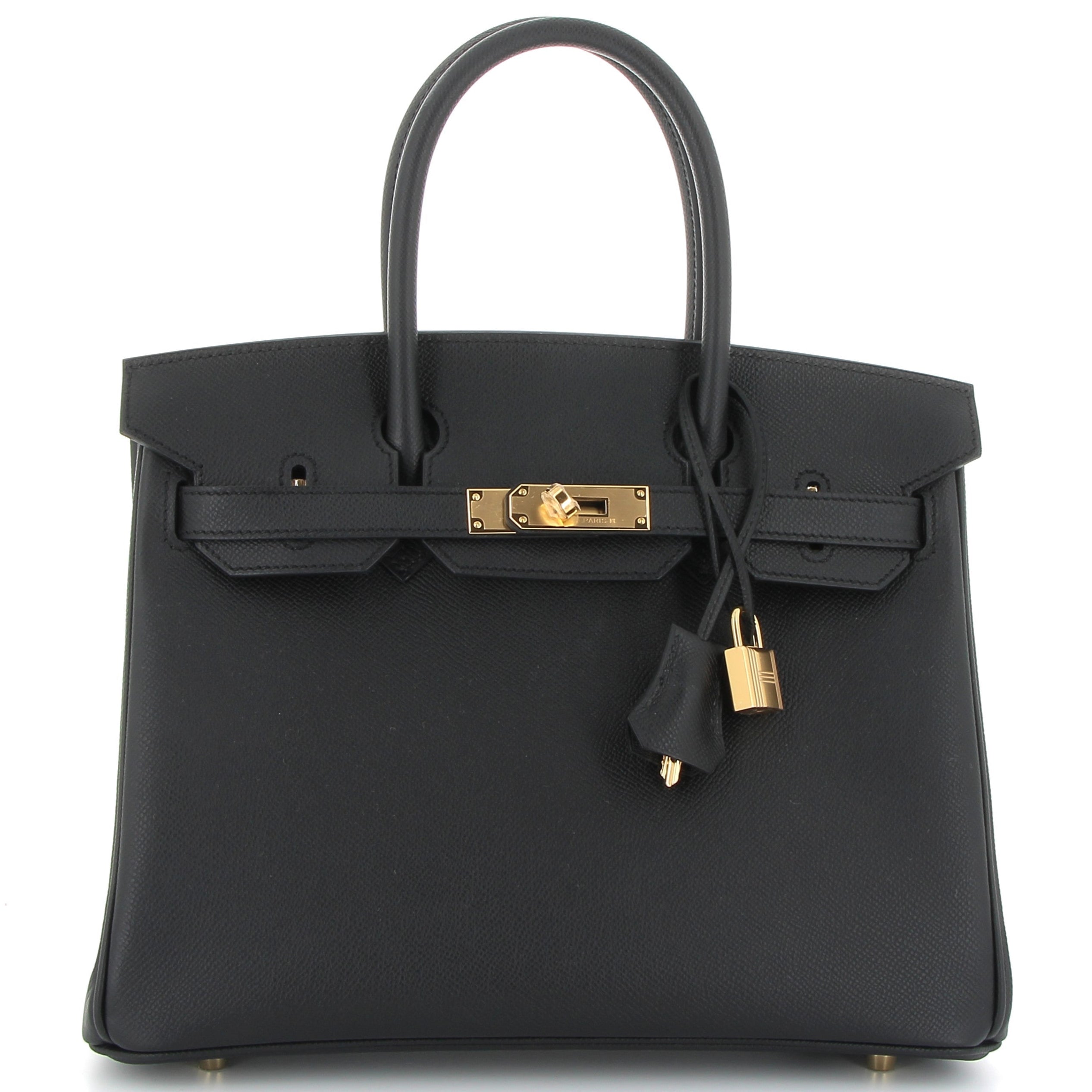 HERMES Birkin 30 Noir Cuir Epsom Finition Or Jaune