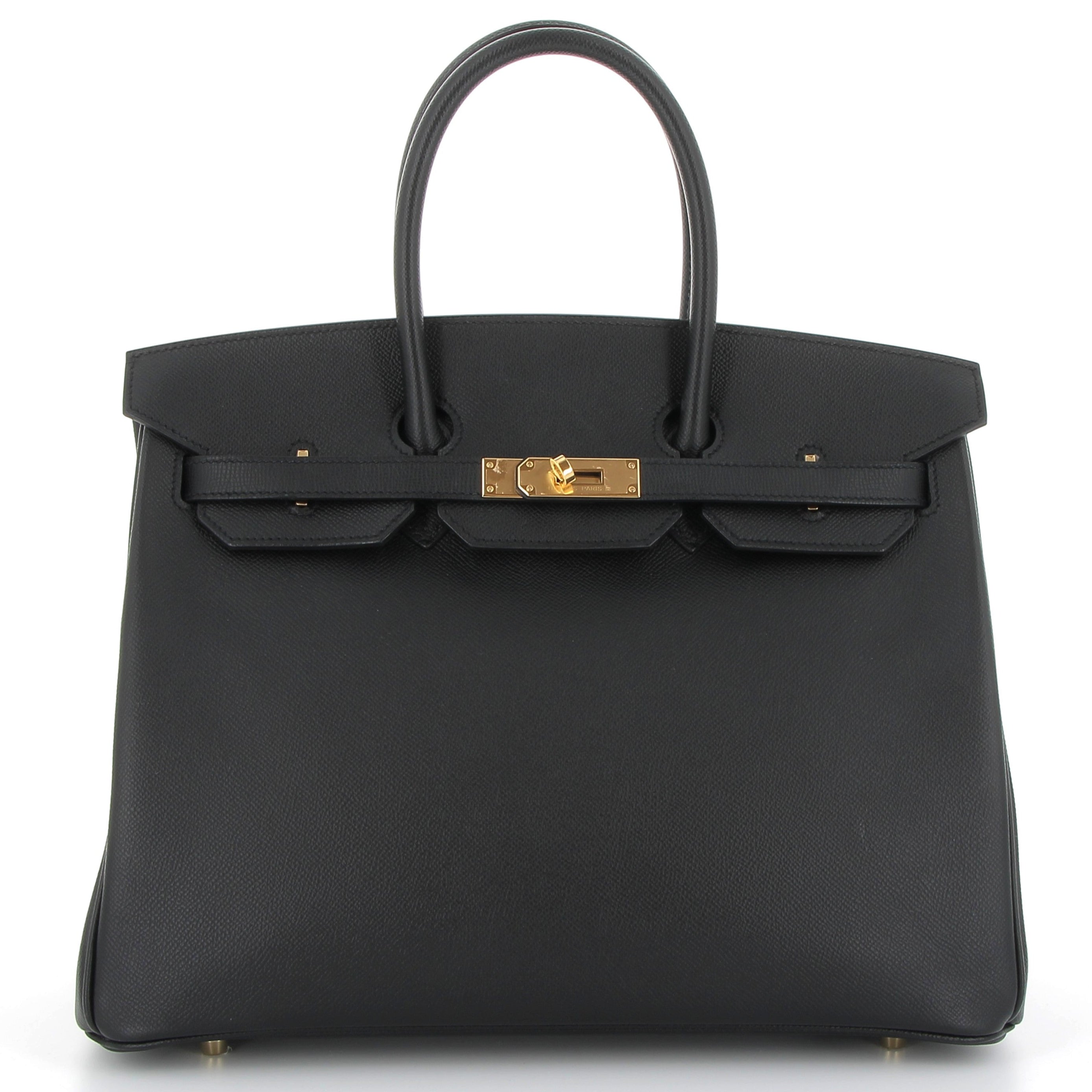 HERMES Birkin 35 Noir Epsom Finition Or Jaune