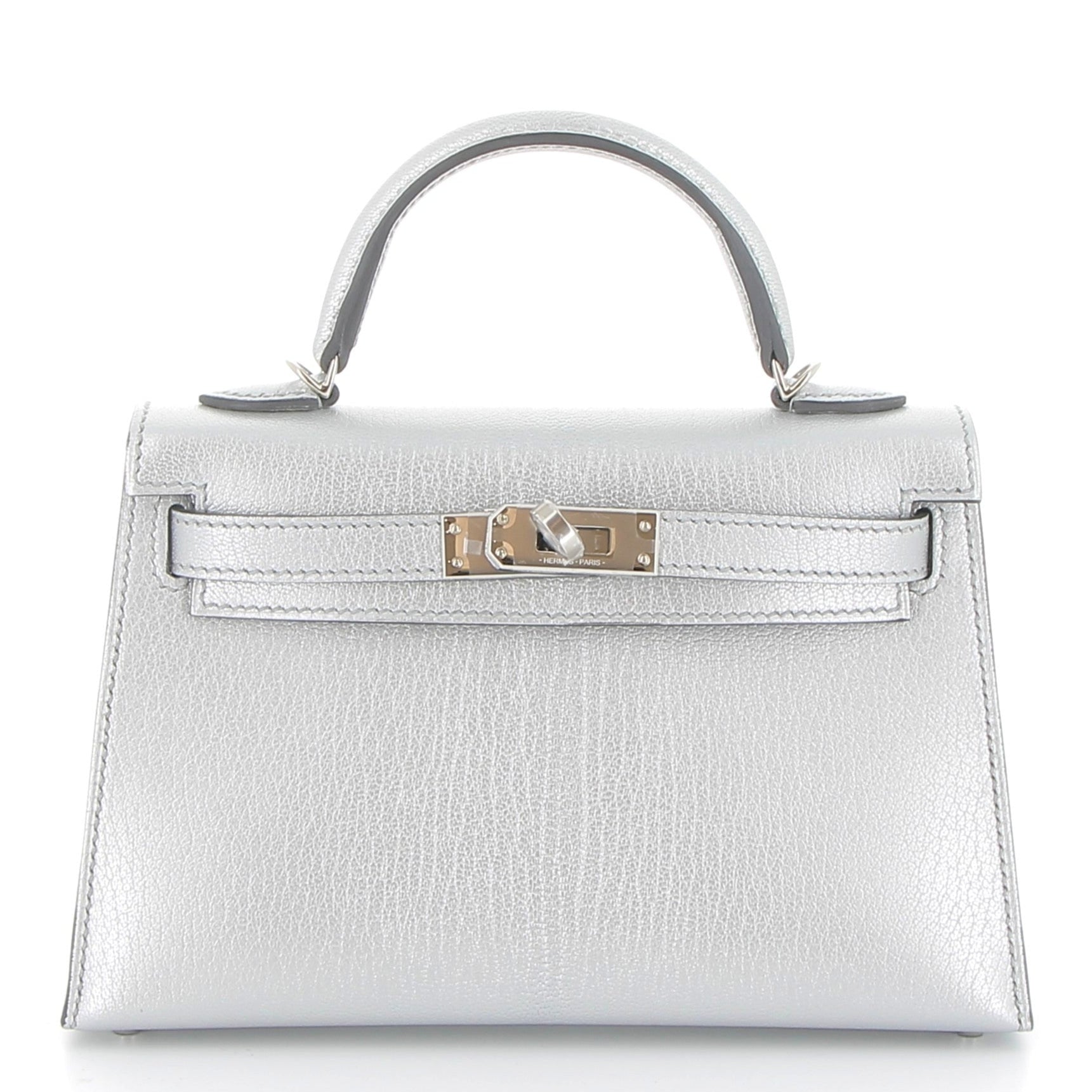 HERMÈS Kelly 20 Sellier Argent Chevre Chamkilight Finition Palladié