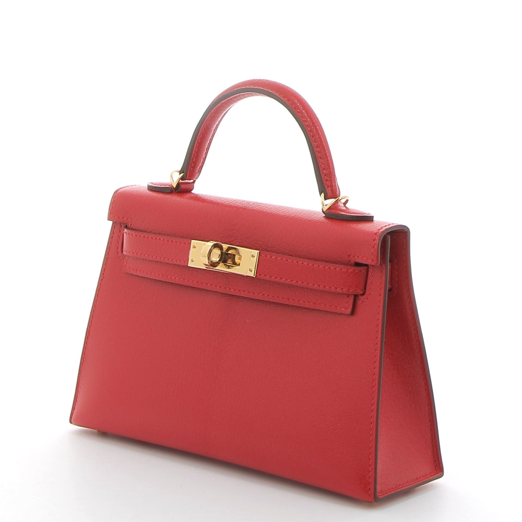 HERMES Kelly 20 Rouge de Coeur Cuir Chèvre Finition Or Jaune