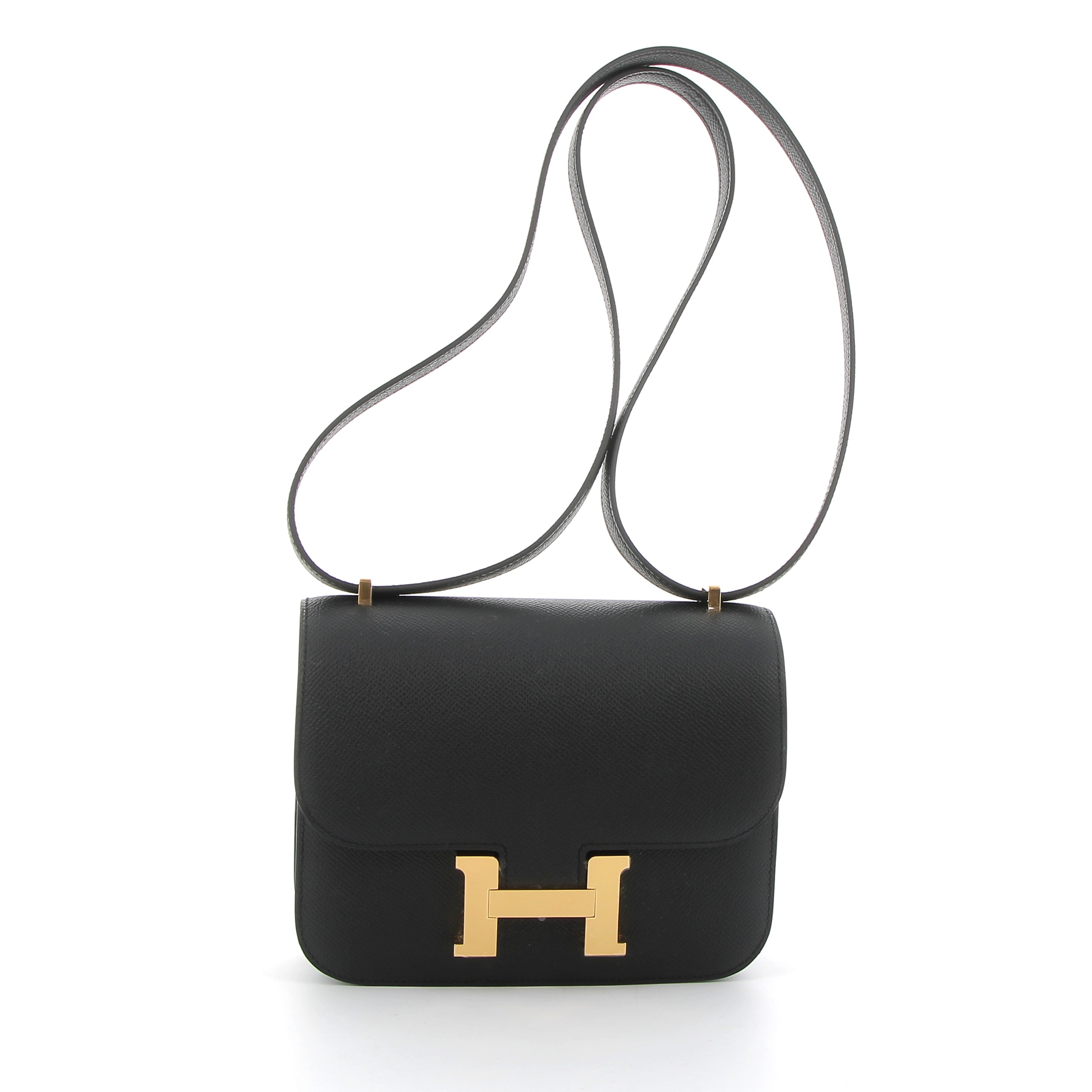 HERMES CONSTANCE 18 NOIR EPSOM FINITION OR JAUNE
