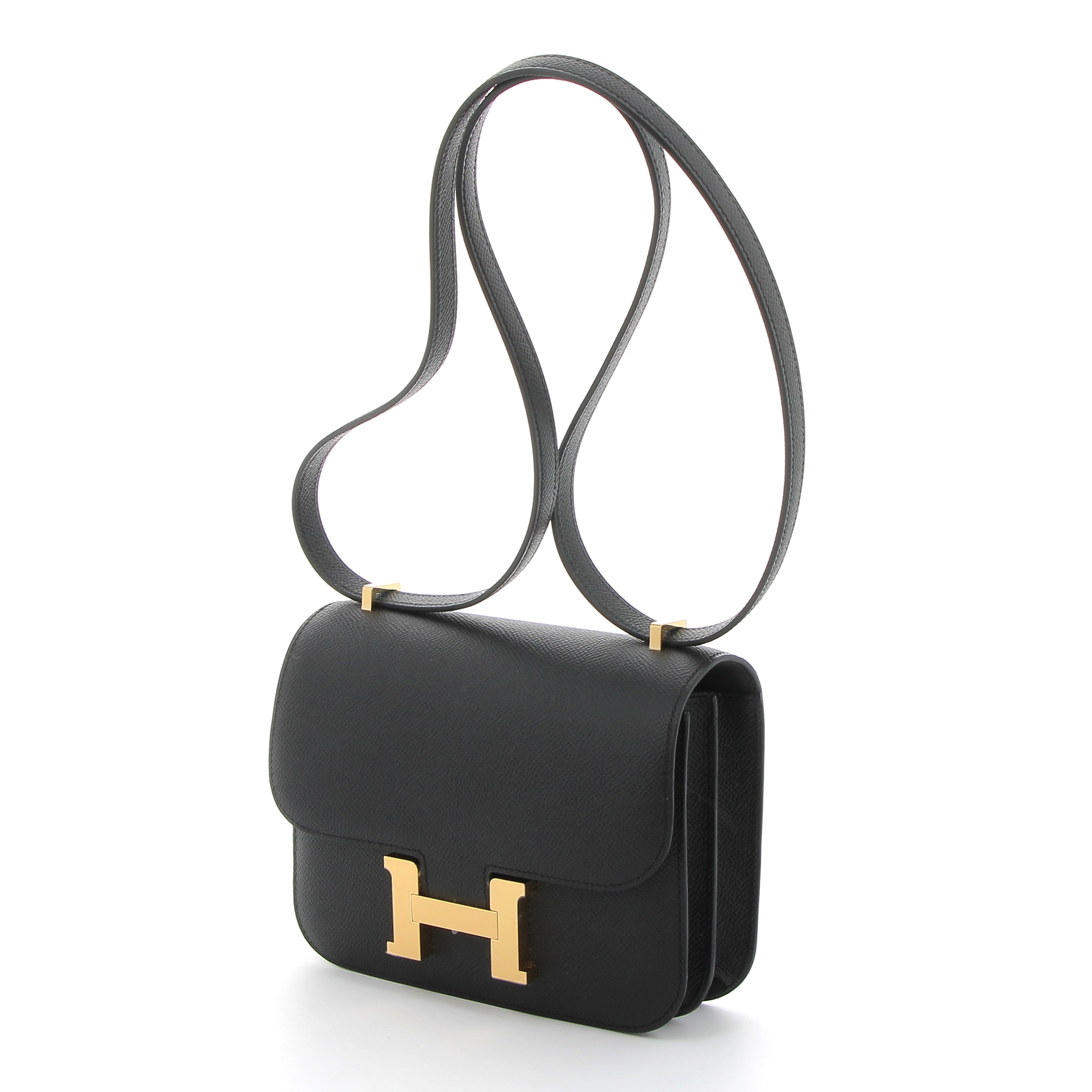 HERMES CONSTANCE 18 NOIR EPSOM FINITION OR JAUNE